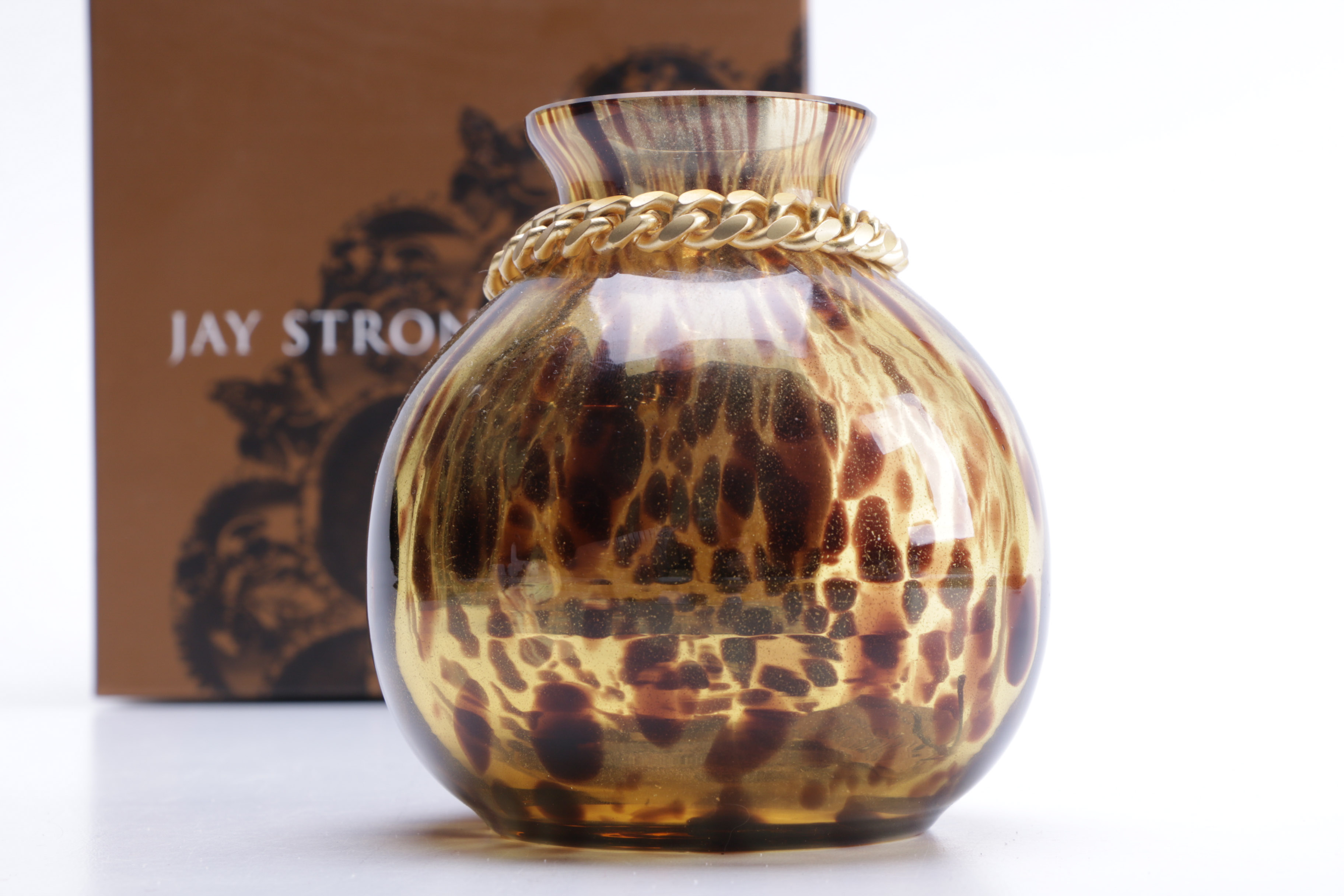 Jay Strongwater Light Yellow and Sanguine Vase