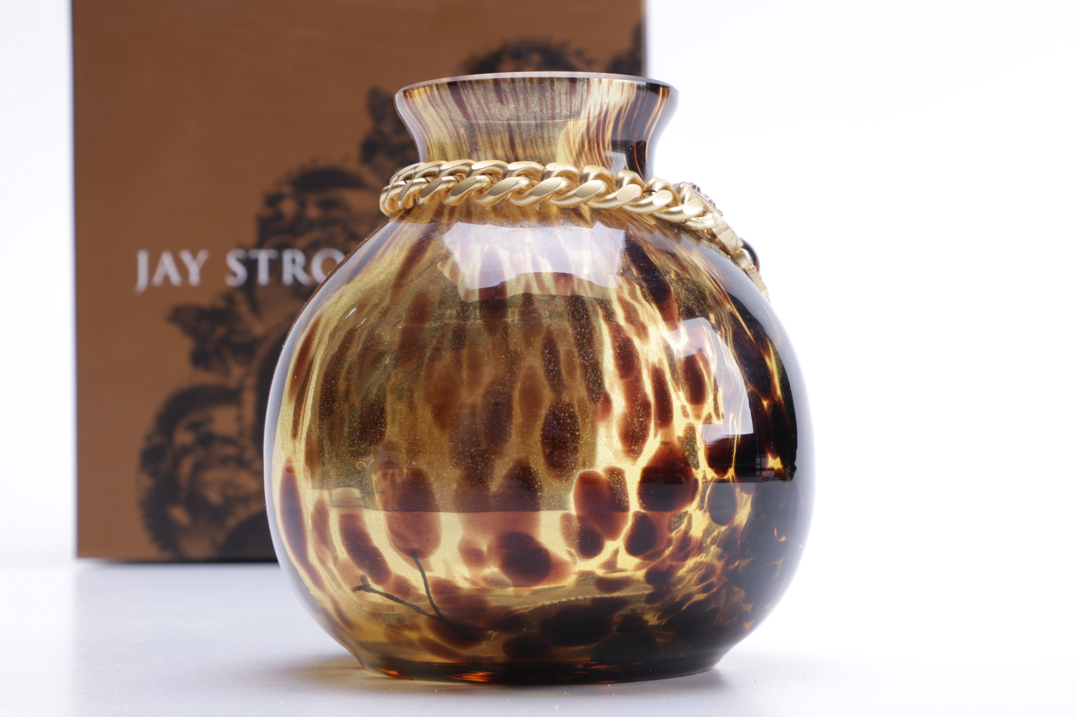 Jay Strongwater Light Yellow and Sanguine Vase