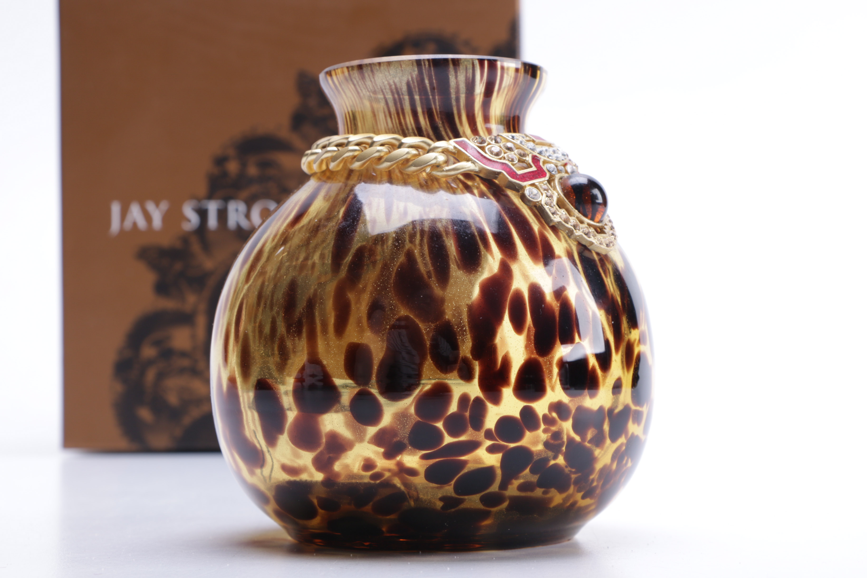 Jay Strongwater Light Yellow and Sanguine Vase