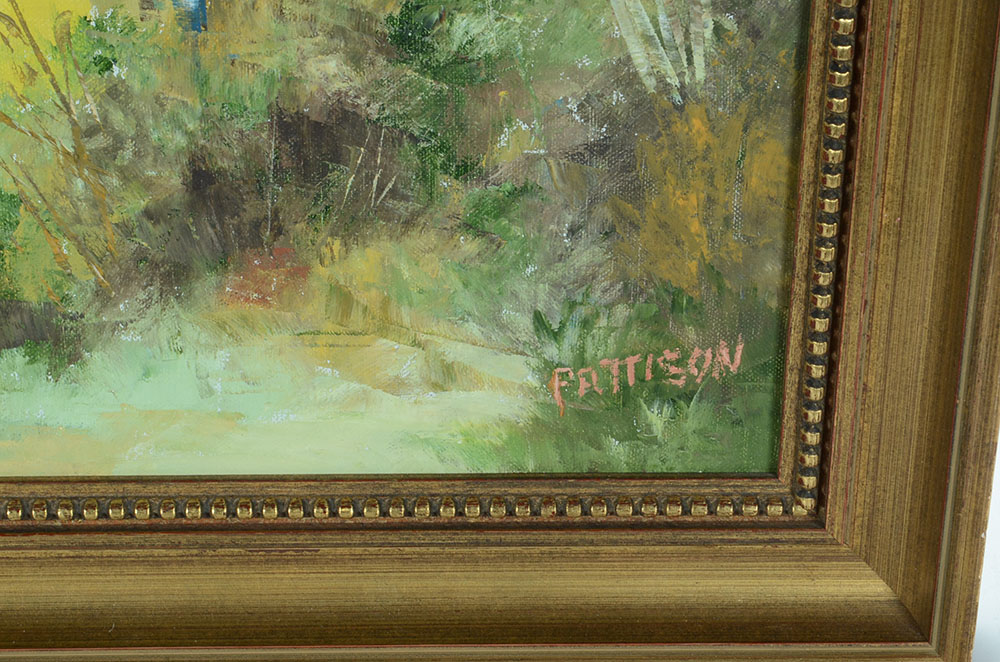 Pattison Signed Original Oil on Canvas of Cottage in Landscape