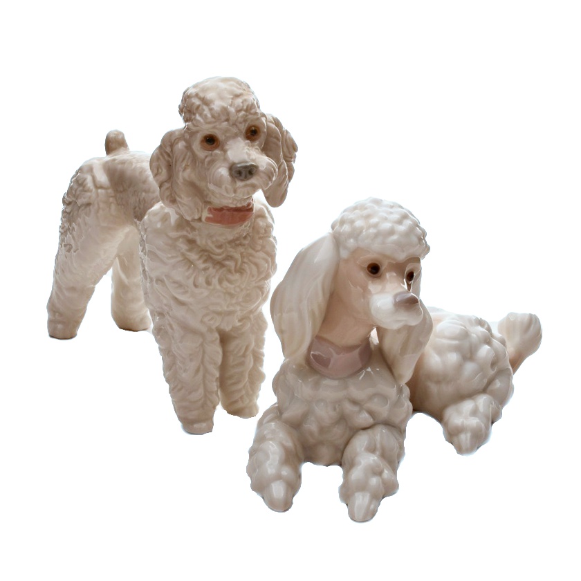 Lladro Poodle Figurines, Hand Made in Spain