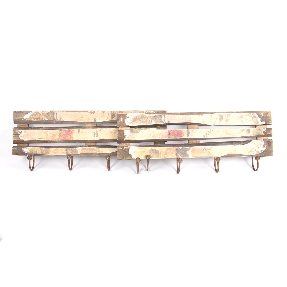 Wallpapered Wood and Metal Wall Racks