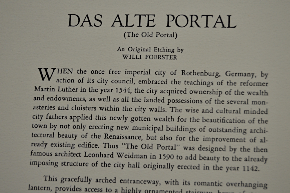 W. Foerster Limited Edition Original Etching "Das Alte Portal"