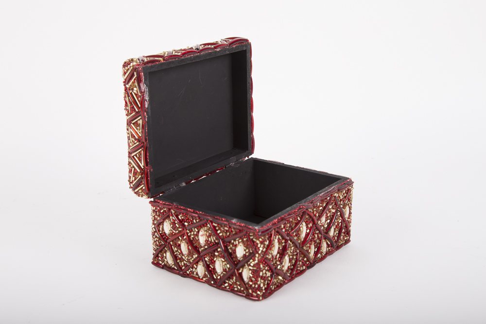 Collection of Bead and Shell Finished Decorative Boxes