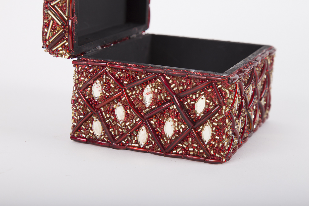 Collection of Bead and Shell Finished Decorative Boxes