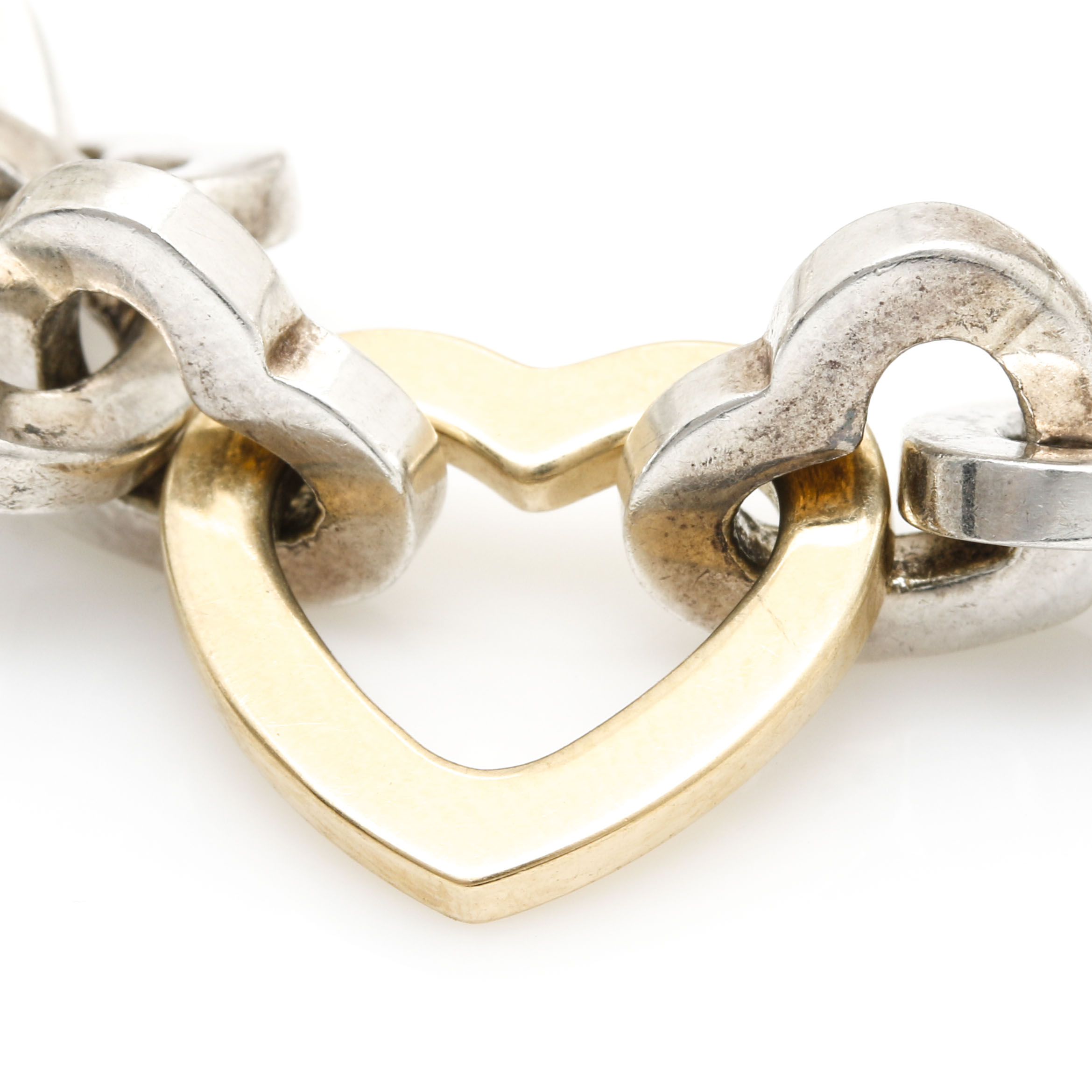 Tiffany & Co. Sterling Silver and 18K Yellow Gold Heart Link Bracelet
