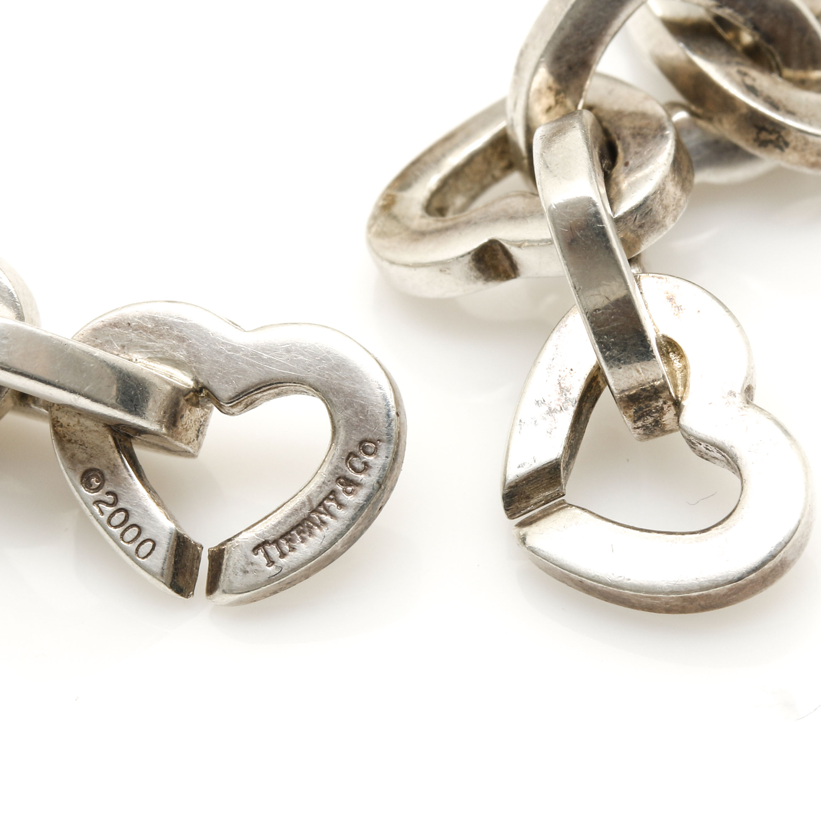Tiffany & Co. Sterling Silver and 18K Yellow Gold Heart Link Bracelet