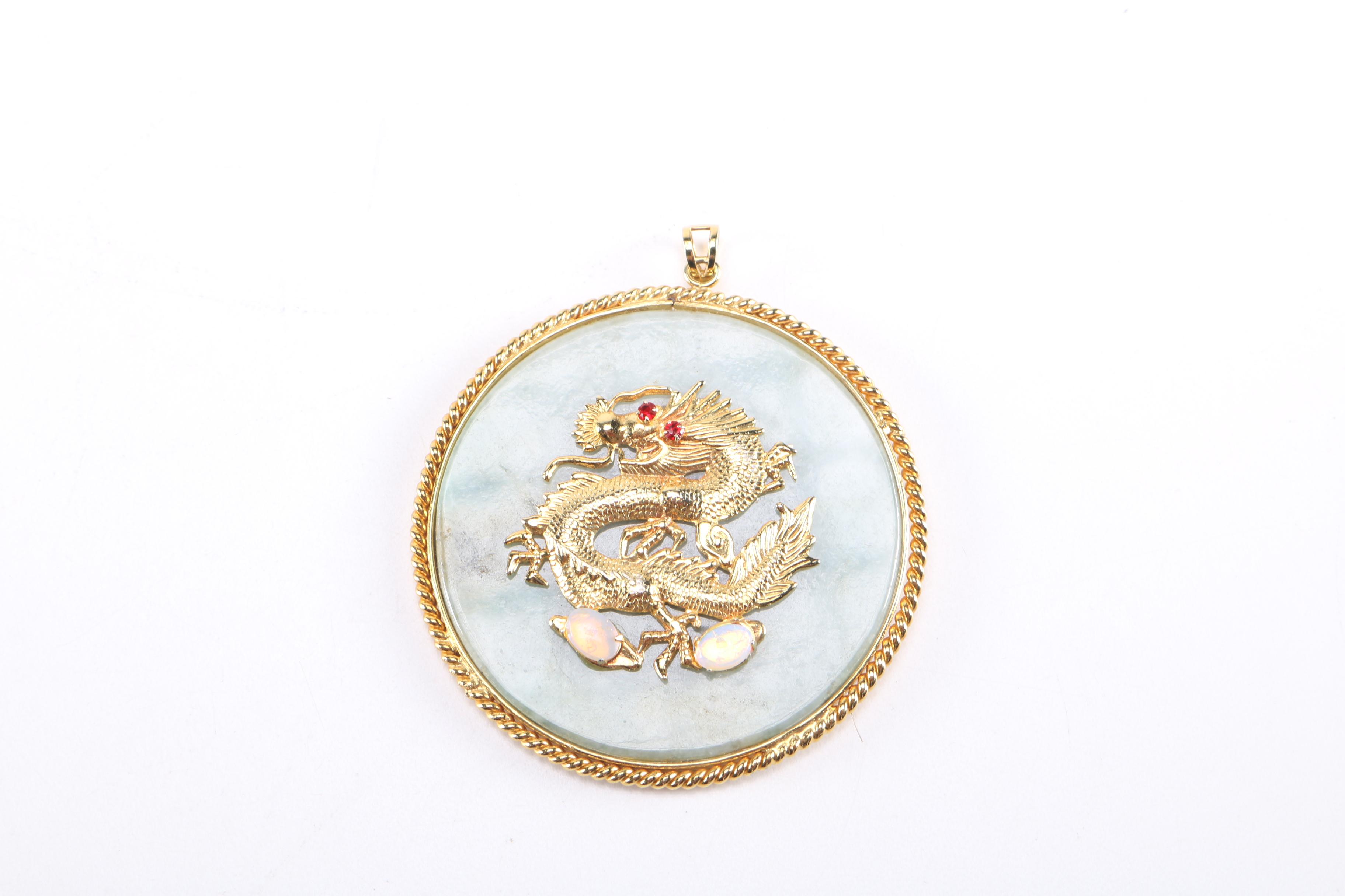 Jadeite and Jelly Opal Pendant