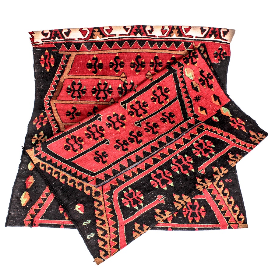 Pair of Vintage Handwoven Turkish Kalim Tapestries