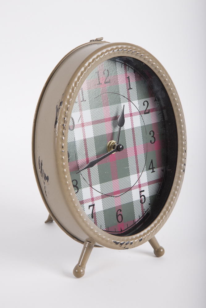 Maison De Florette Plaid Face Metal Case Clocks