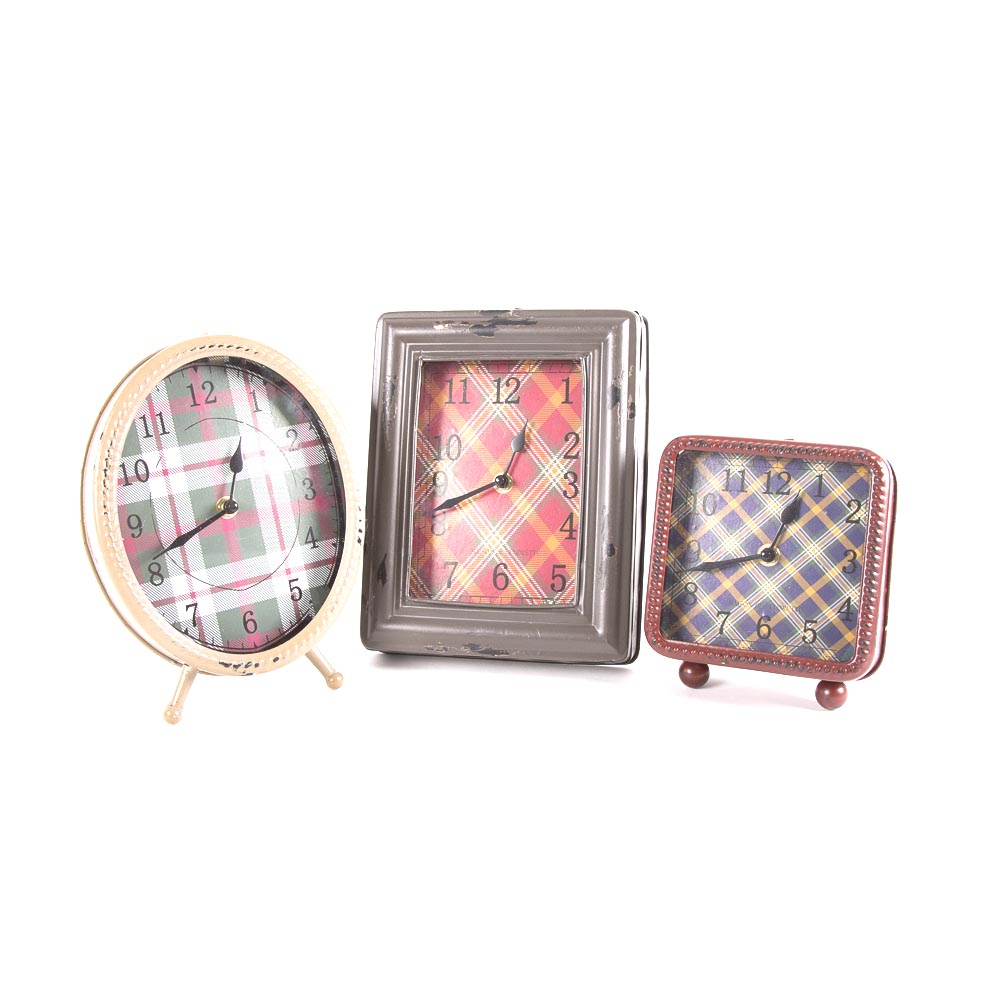 Maison De Florette Plaid Face Metal Case Clocks
