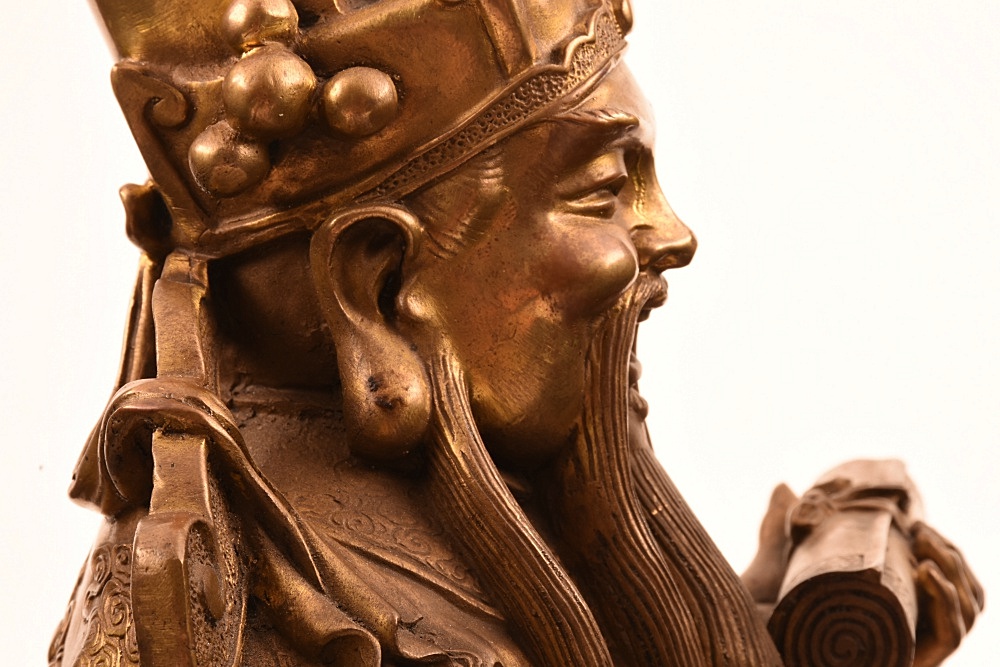 Finely Cast Brass Daoist "Happiness" Deity