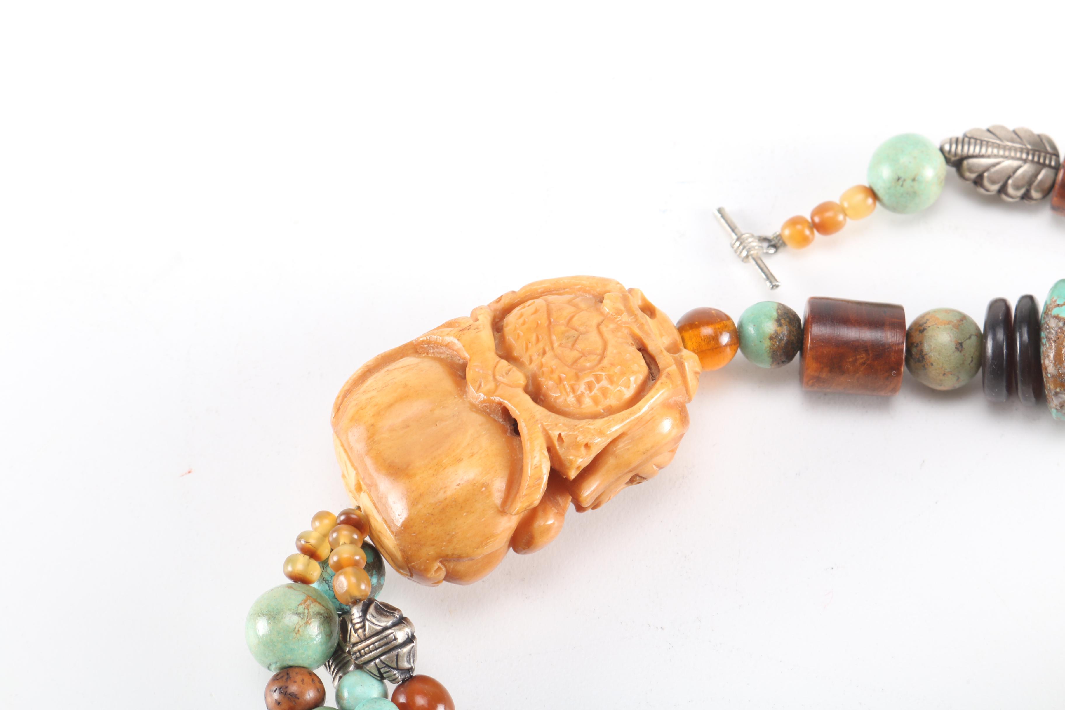 Beaded Necklaces and Silver Tone Bracelet