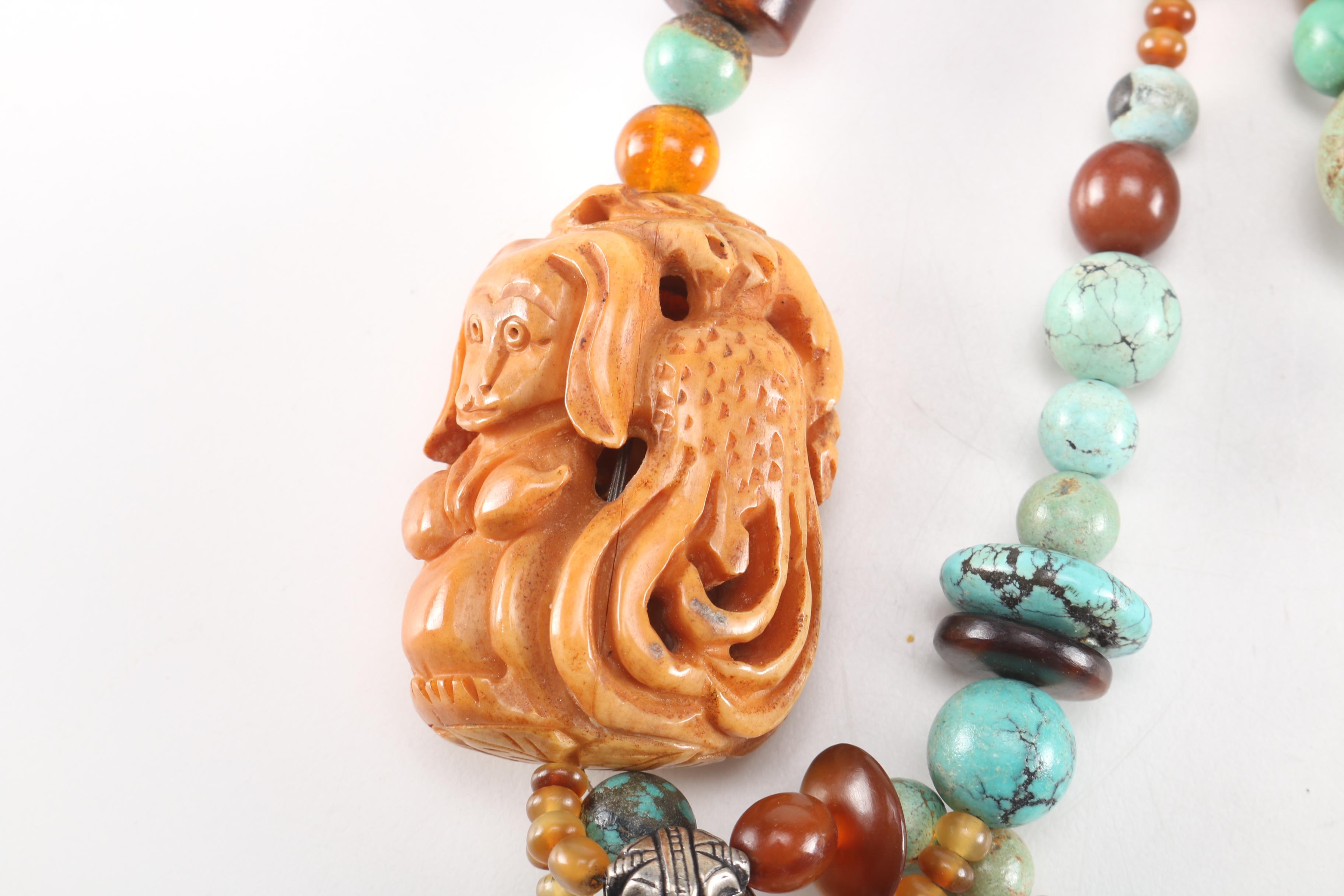 Beaded Necklaces and Silver Tone Bracelet