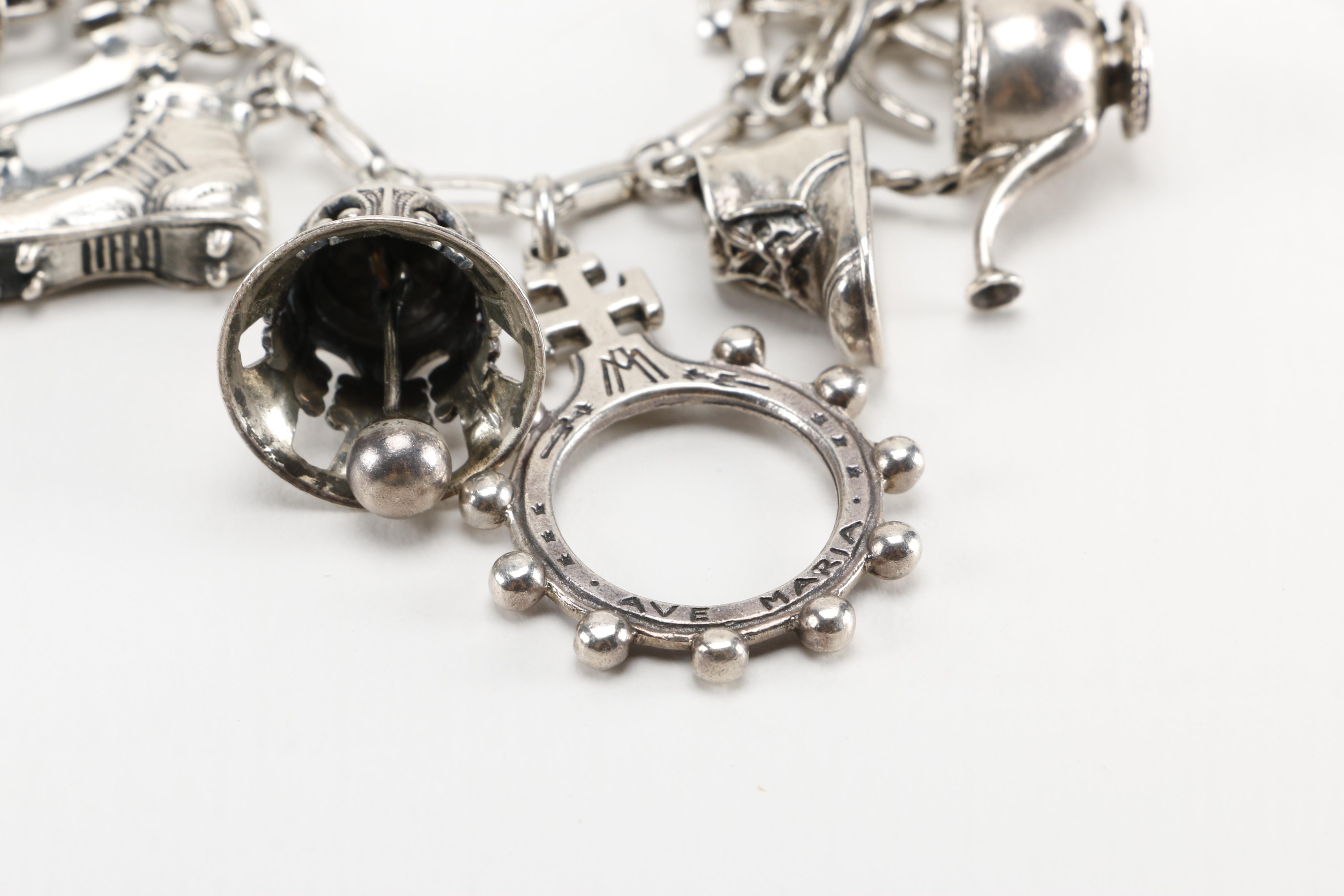 Sterling Charm Bracelet and Dachshund Key Chain