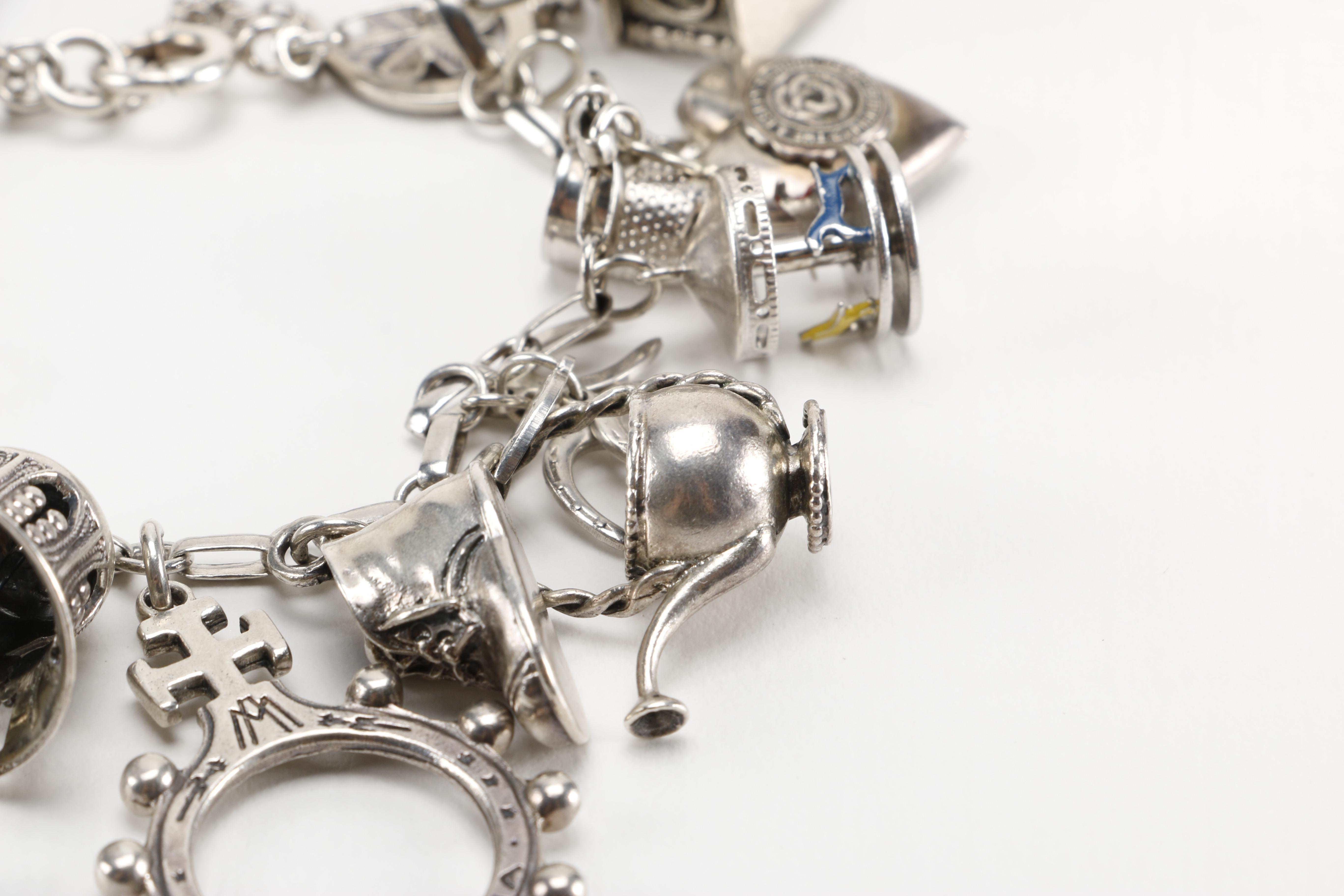 Sterling Charm Bracelet and Dachshund Key Chain