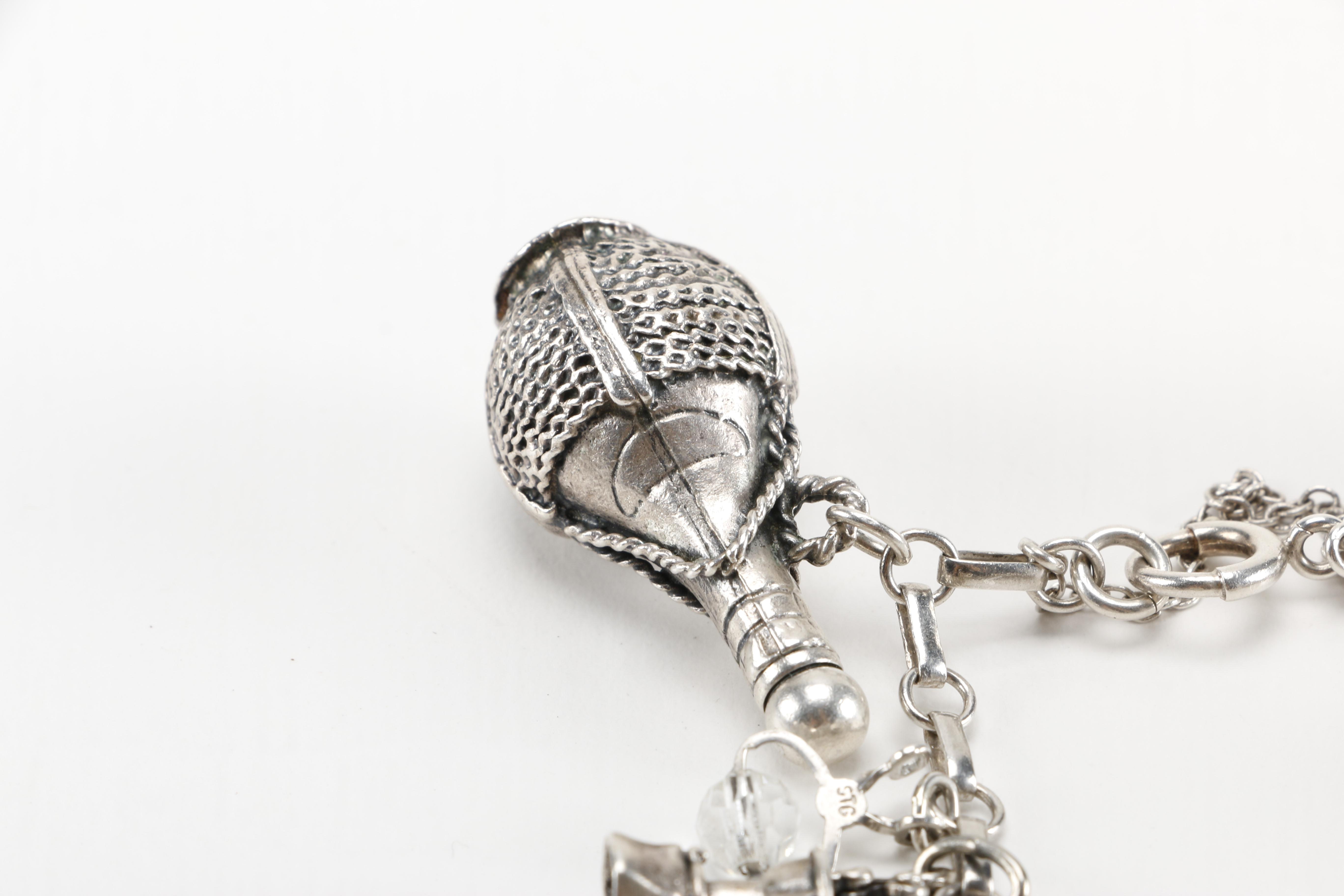 Sterling Charm Bracelet and Dachshund Key Chain