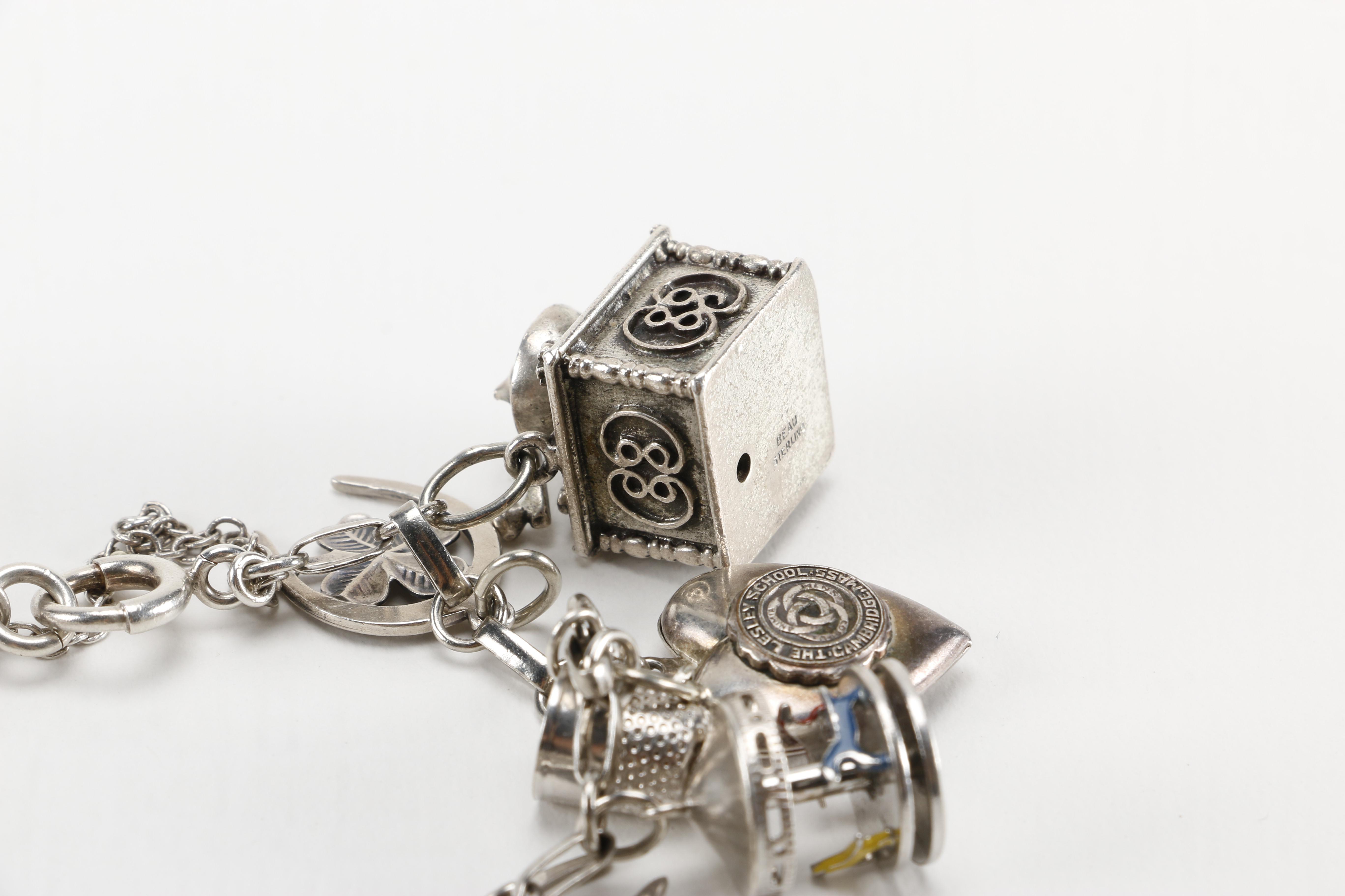 Sterling Charm Bracelet and Dachshund Key Chain