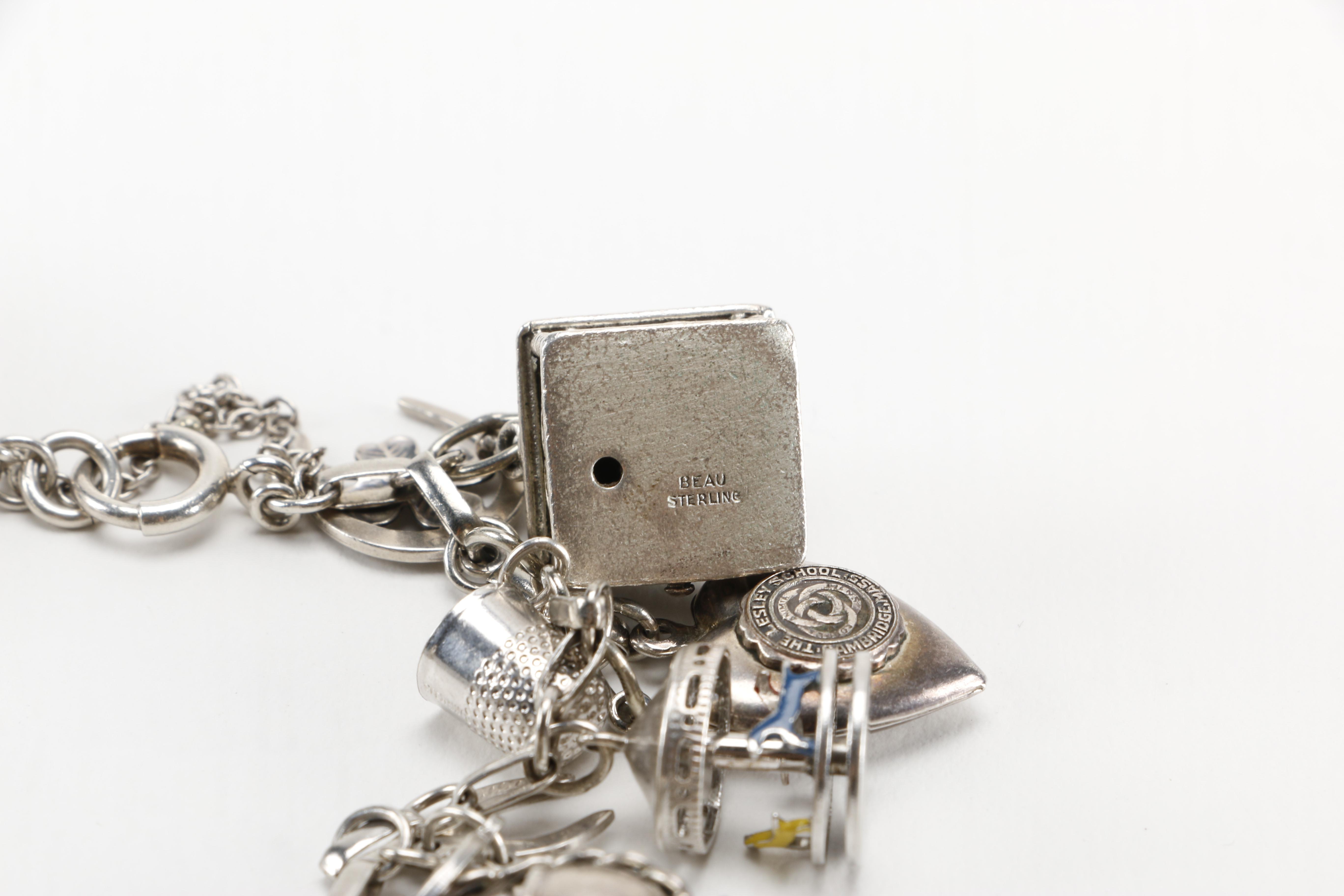 Sterling Charm Bracelet and Dachshund Key Chain