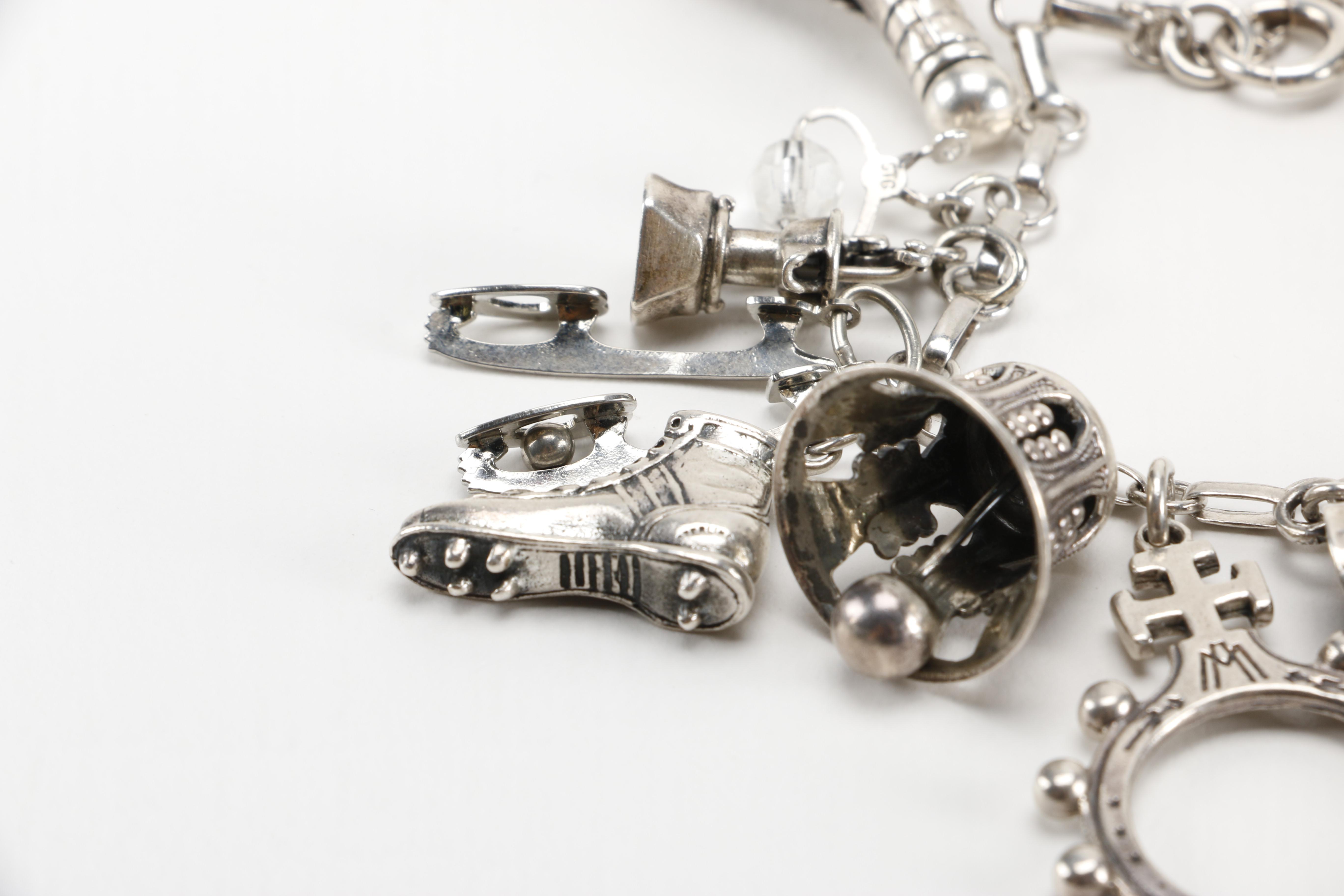 Sterling Charm Bracelet and Dachshund Key Chain