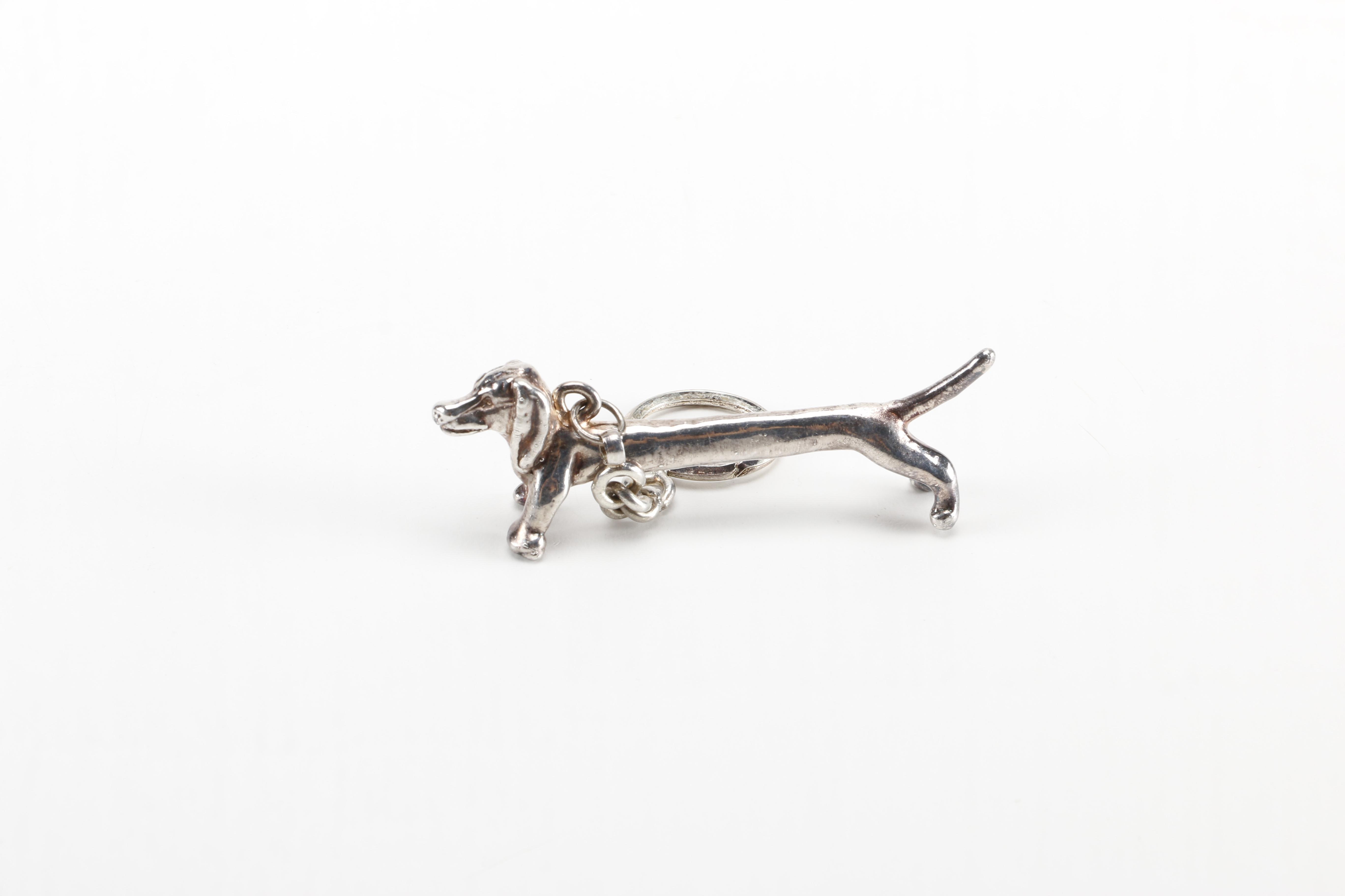 Sterling Charm Bracelet and Dachshund Key Chain