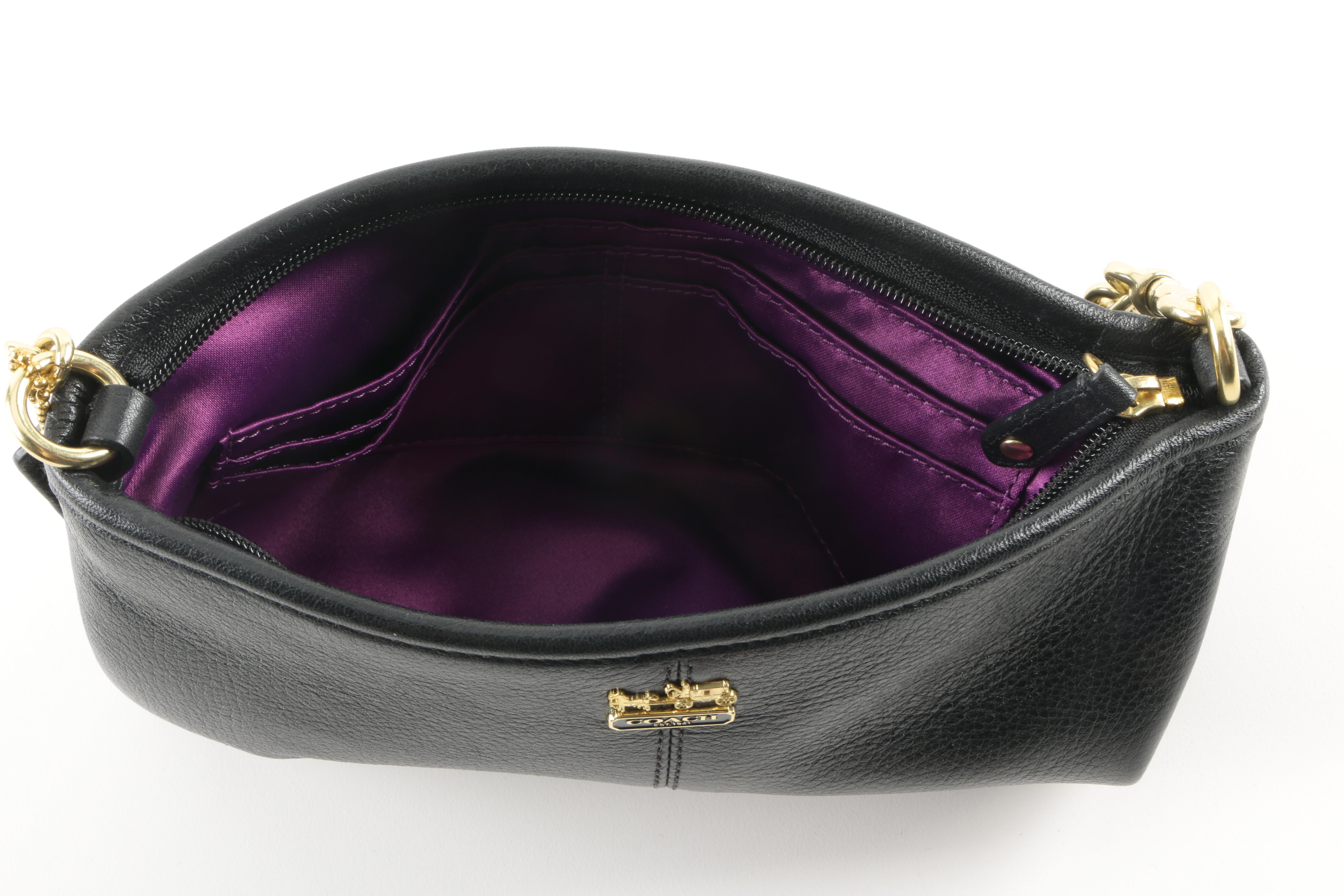 Coach Black Leather Lolita Chain Wristlet and Change Purse