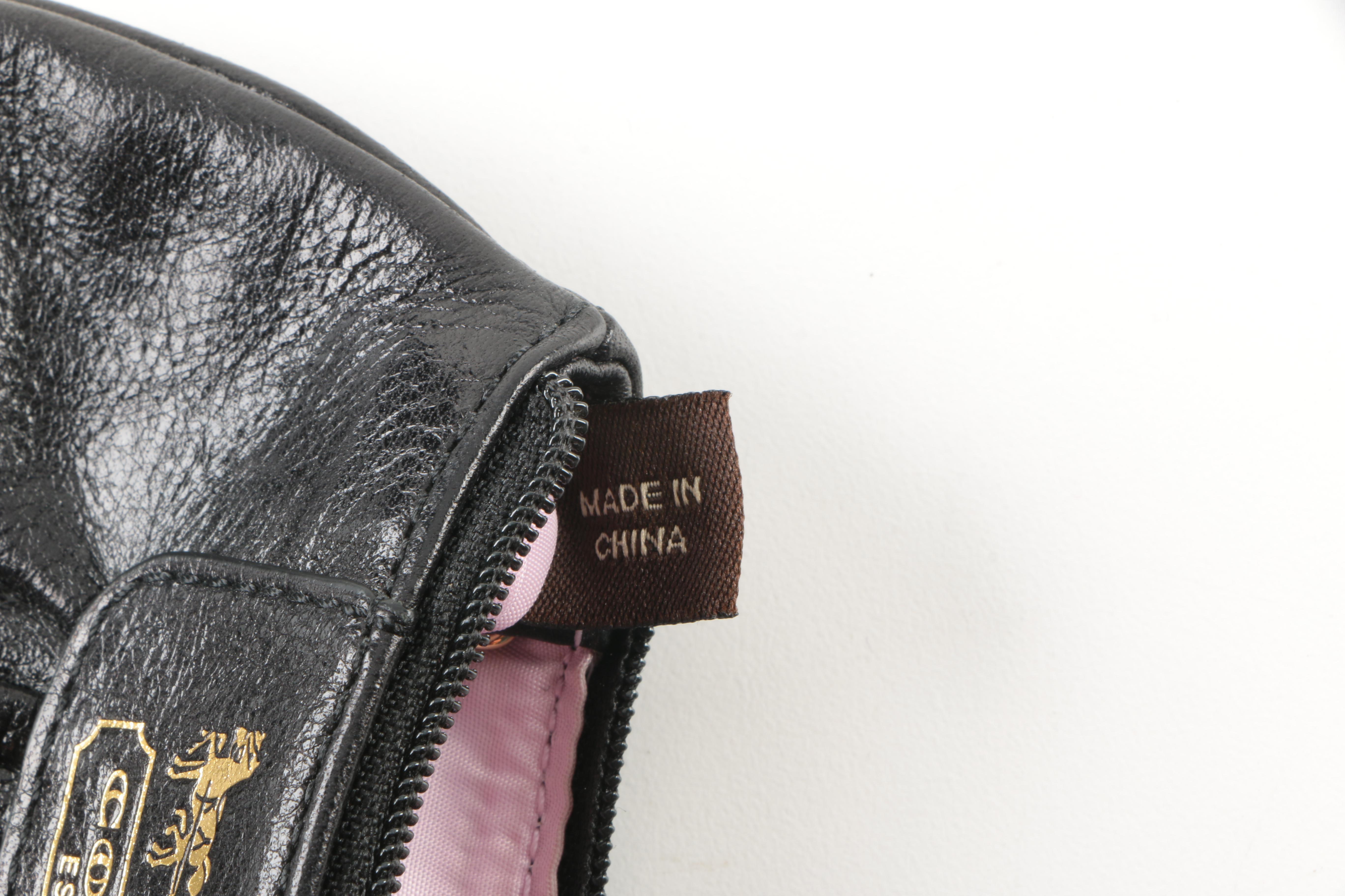 Coach Black Leather Lolita Chain Wristlet and Change Purse