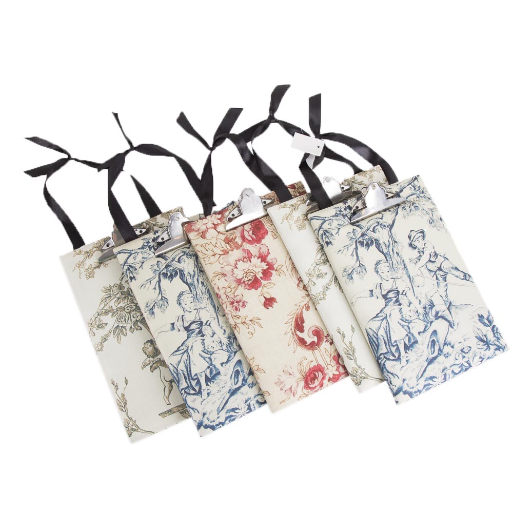 Toile Fabric Covered Clip Boards