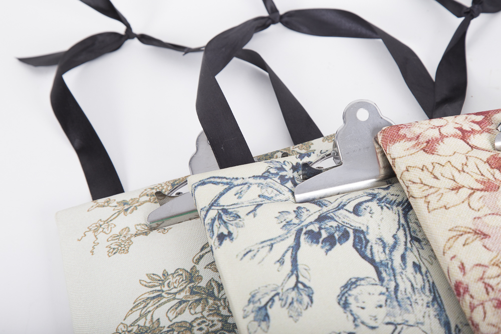 Toile Fabric Covered Clip Boards