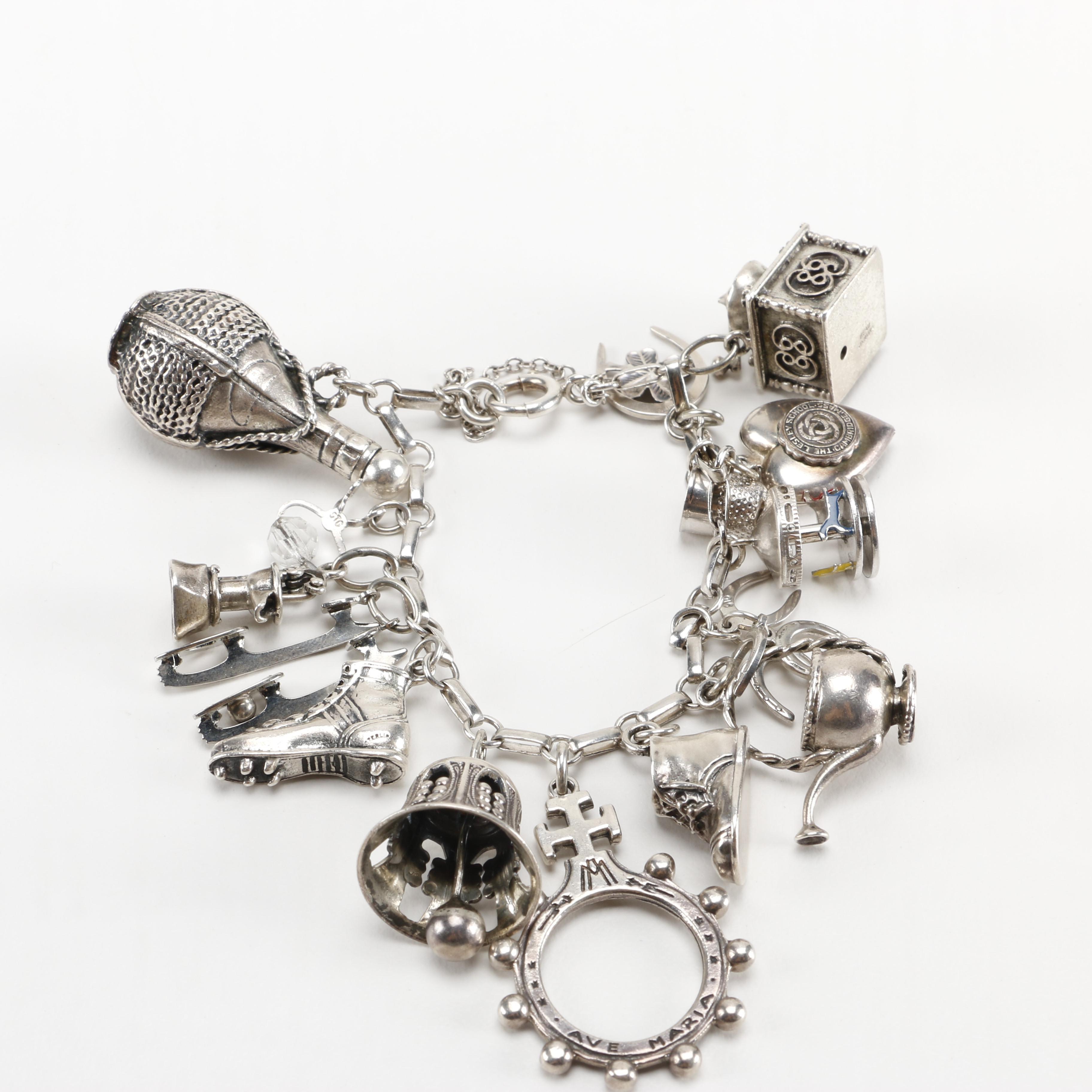 Sterling Charm Bracelet and Dachshund Key Chain