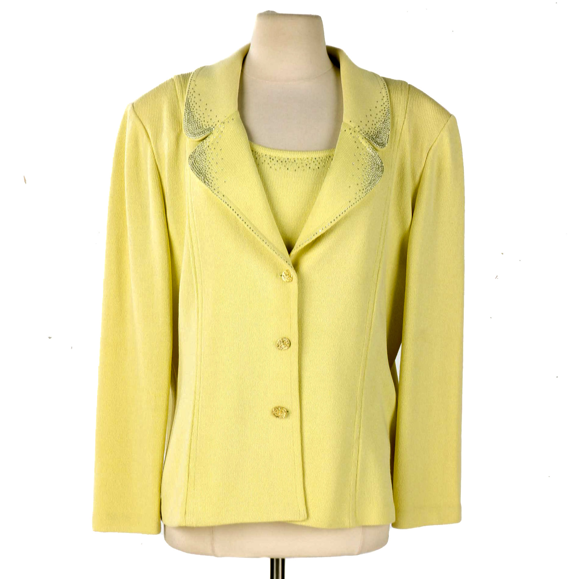 St. John Light Yellow Evening Jacket and Blouse