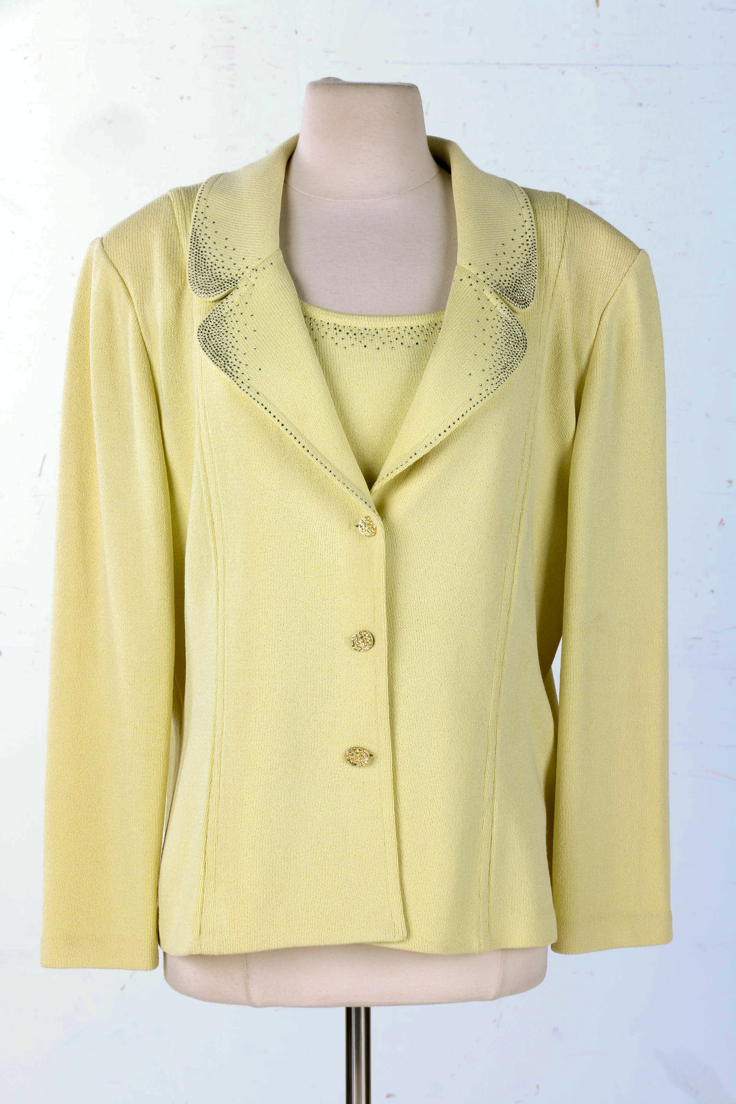 St. John Light Yellow Evening Jacket and Blouse