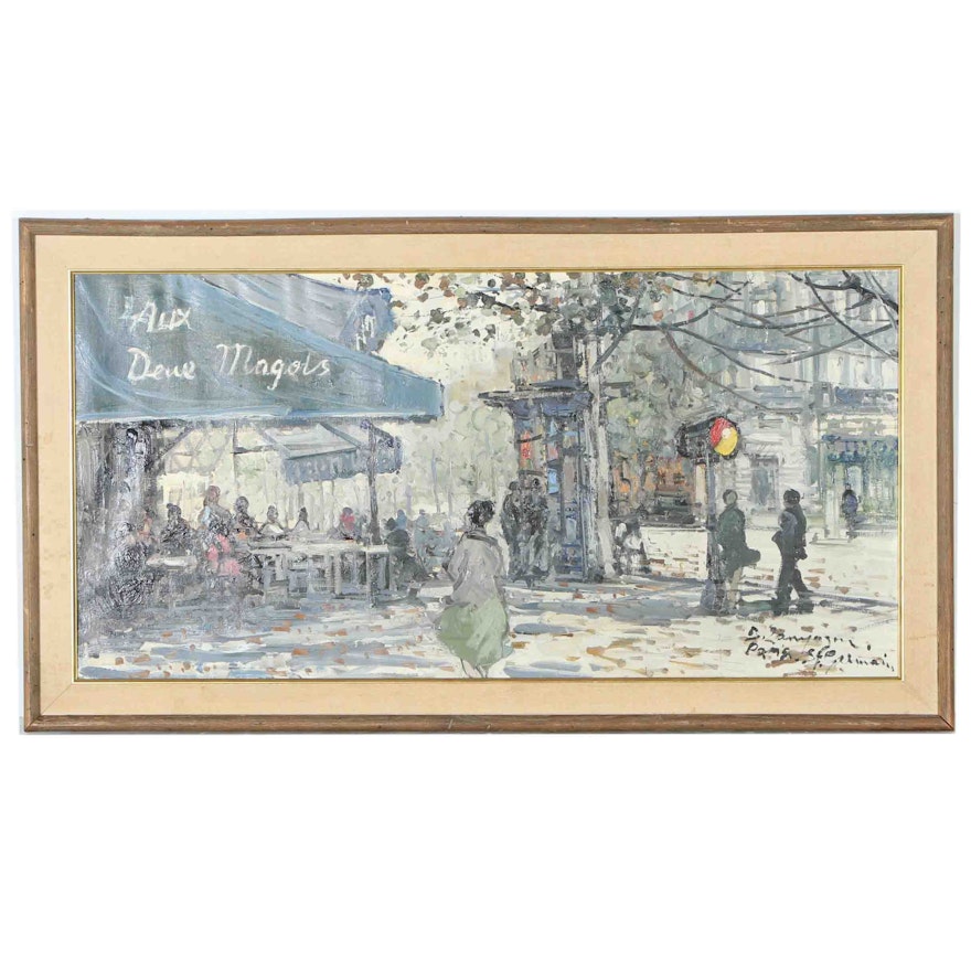 B. Zauyoson Oil on Canvas of a Paris Street Scene