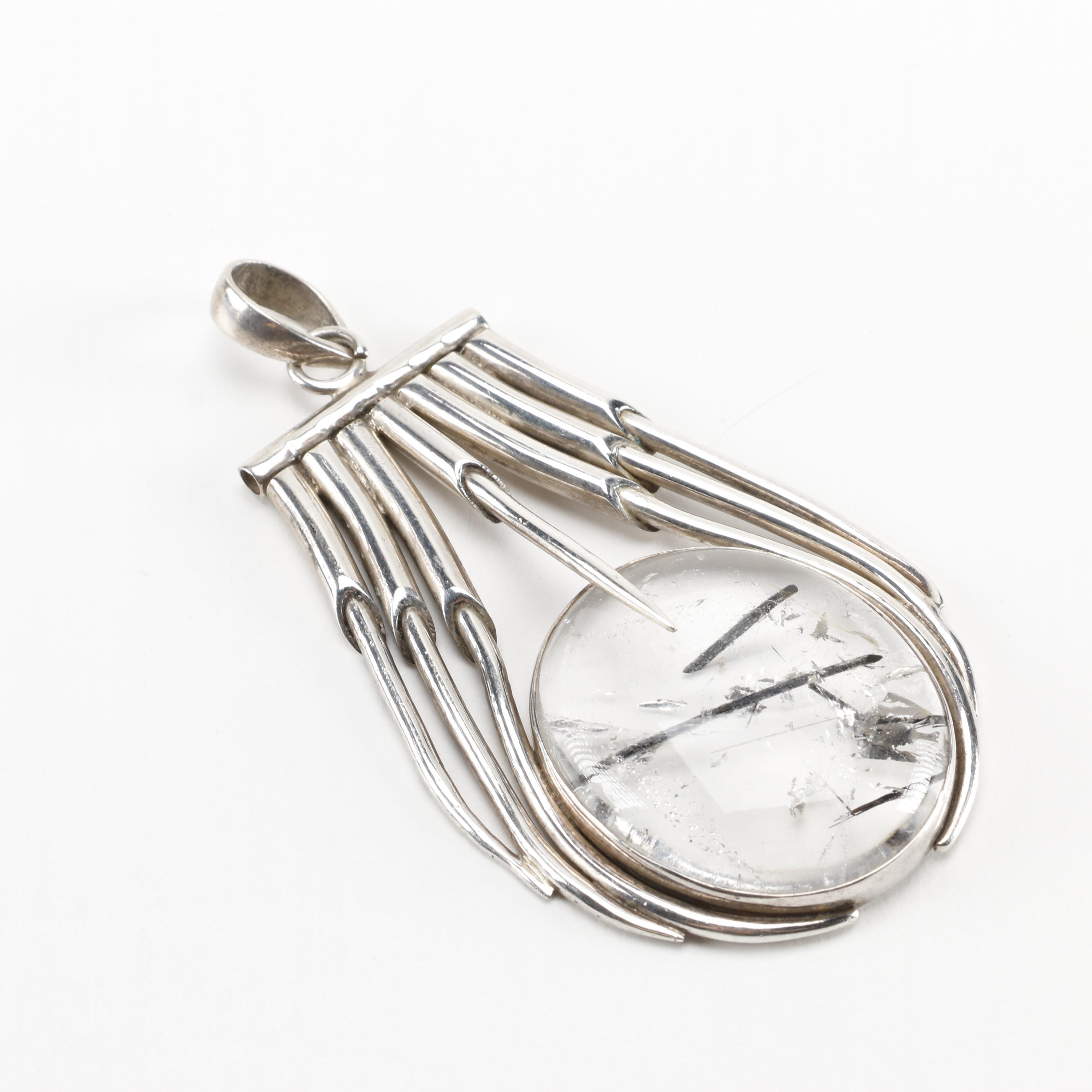 Sterling Silver and Tourmilated Quartz Pendant