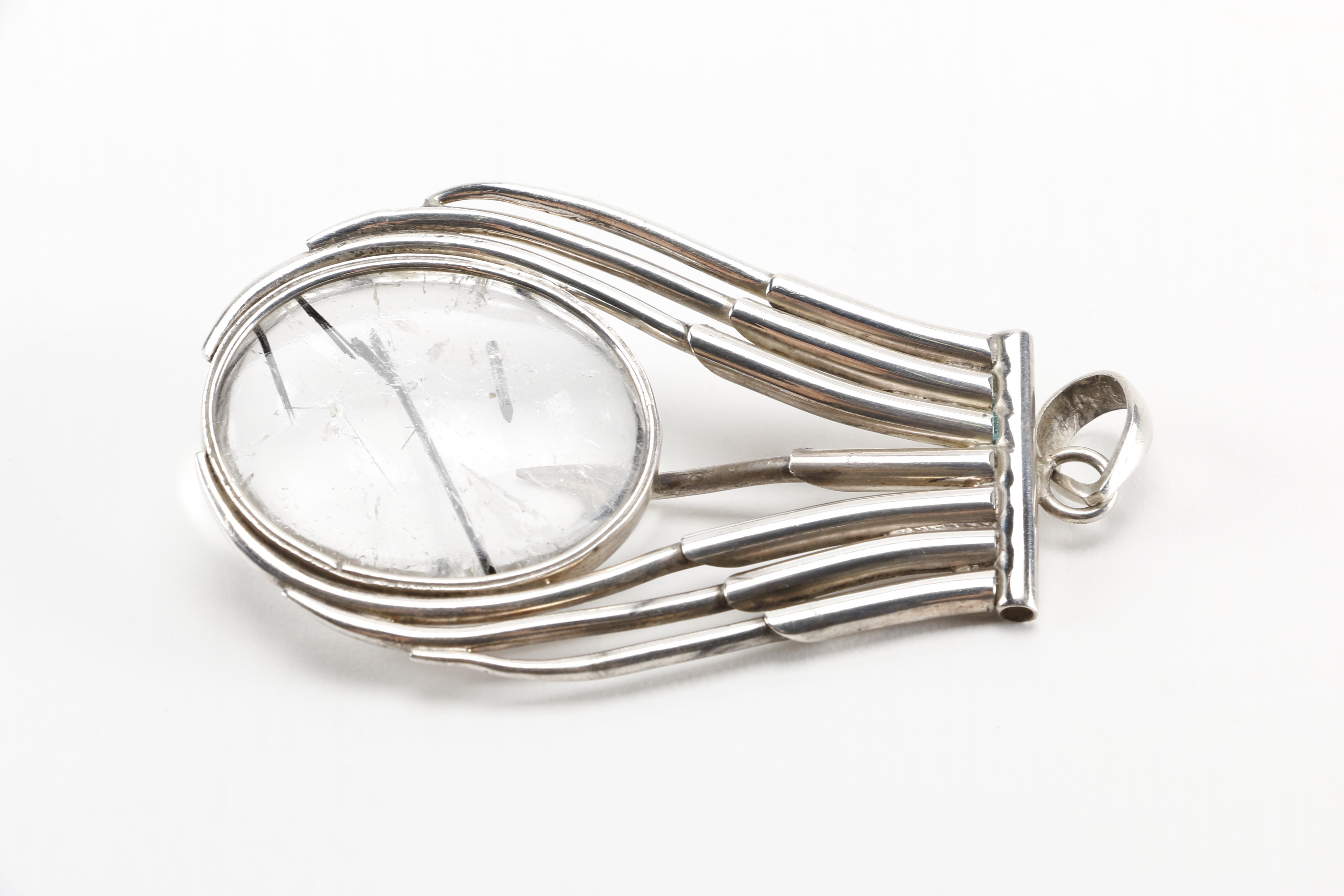 Sterling Silver and Tourmilated Quartz Pendant