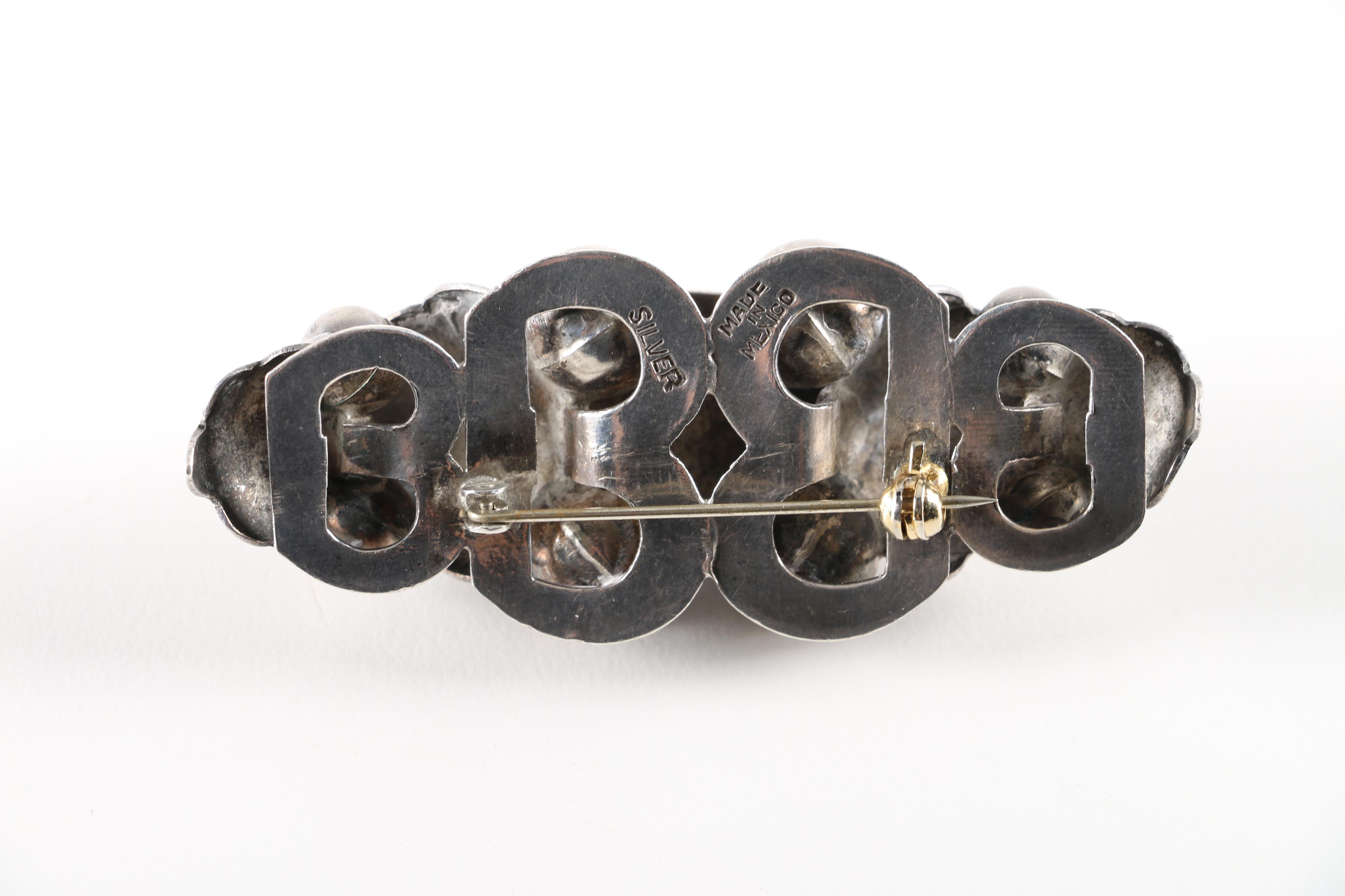 Sterling Silver Bracelet and Brooch with Amethyst