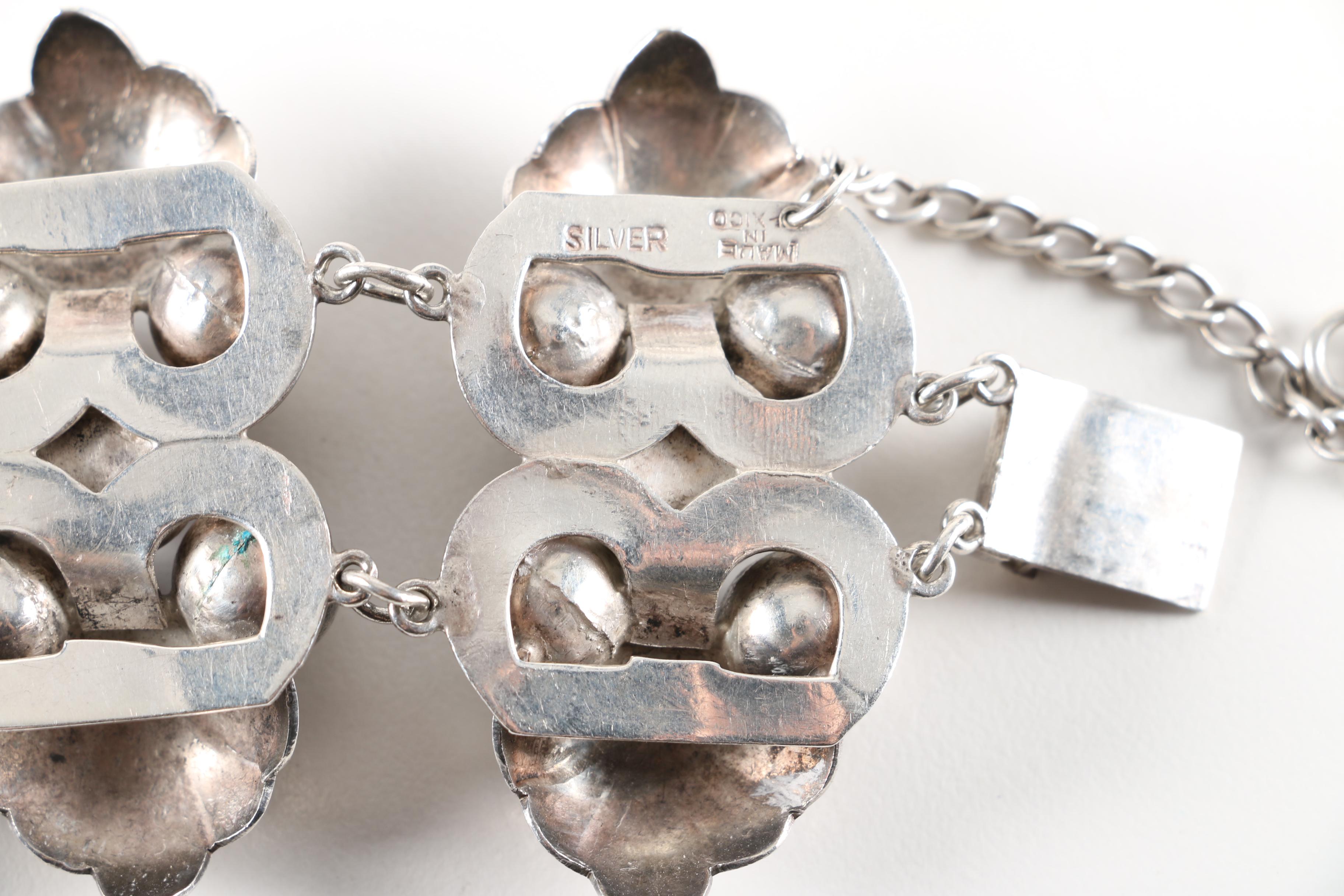 Sterling Silver Bracelet and Brooch with Amethyst