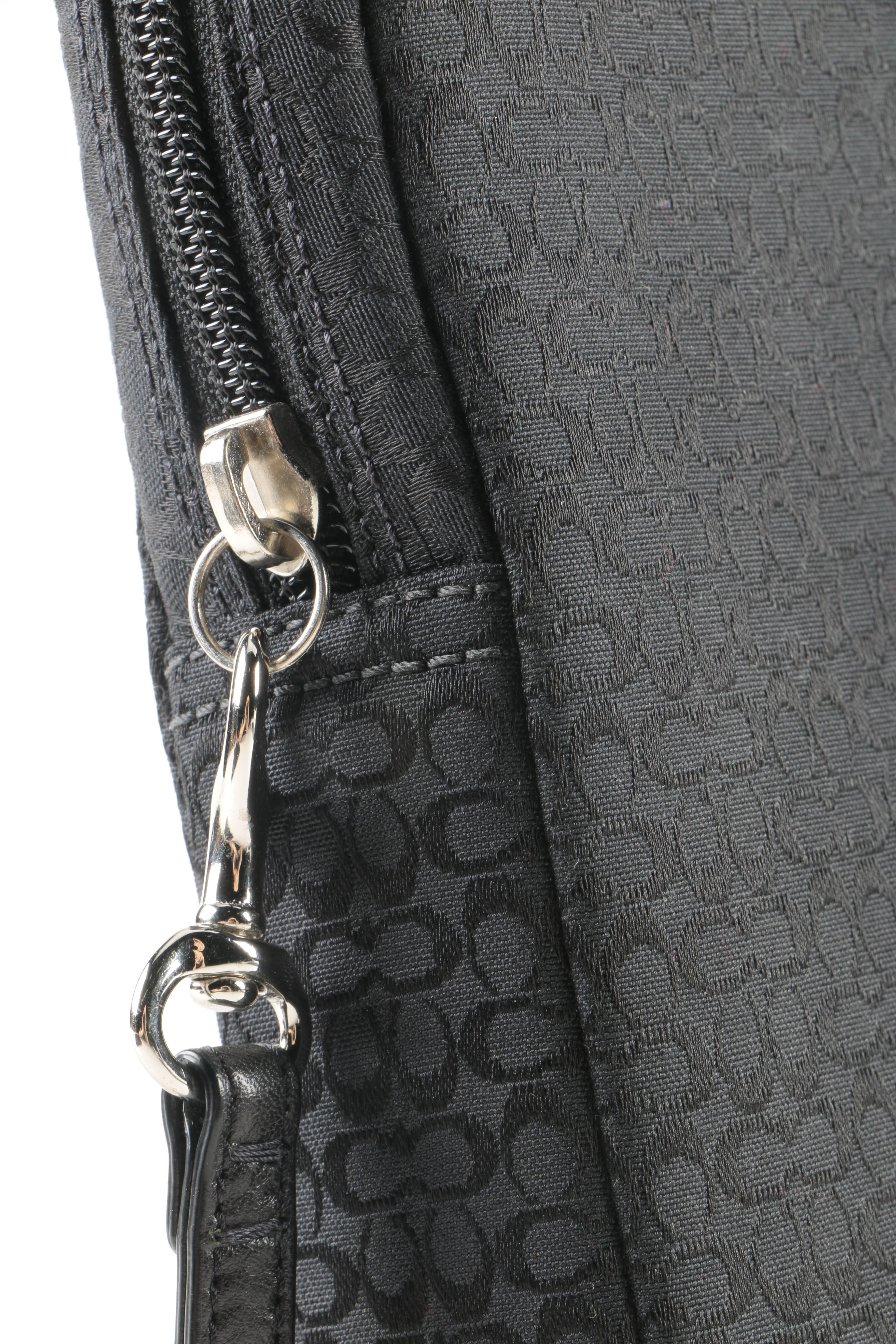 Coach Black Signature Logo Laptop Sleeve and Portfolio