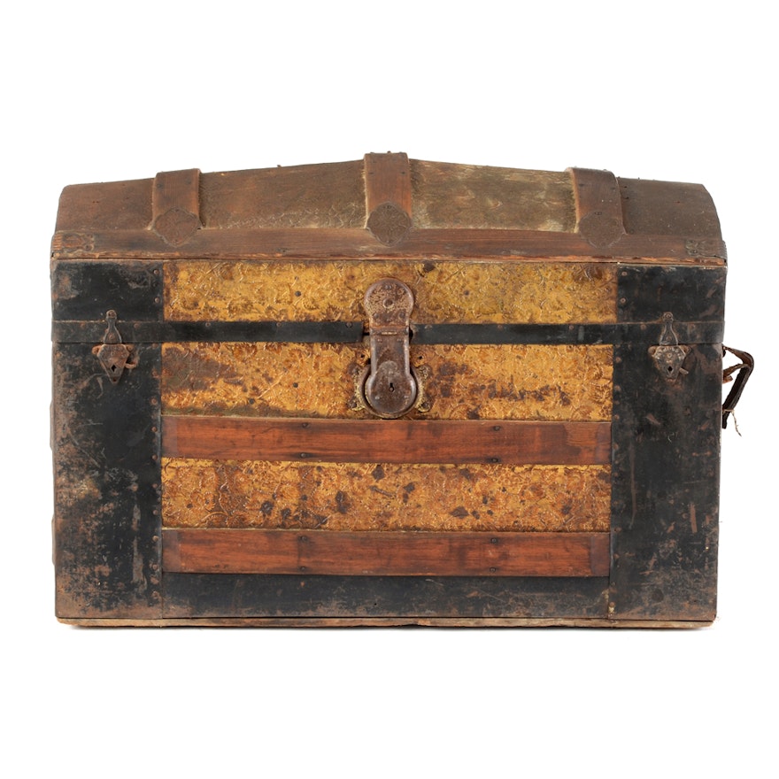 Antique Camel Back Steamer Trunk