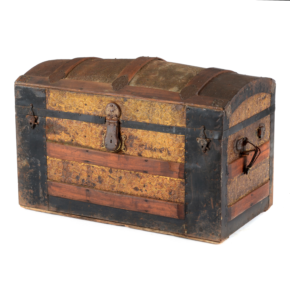 Antique Camel Back Steamer Trunk