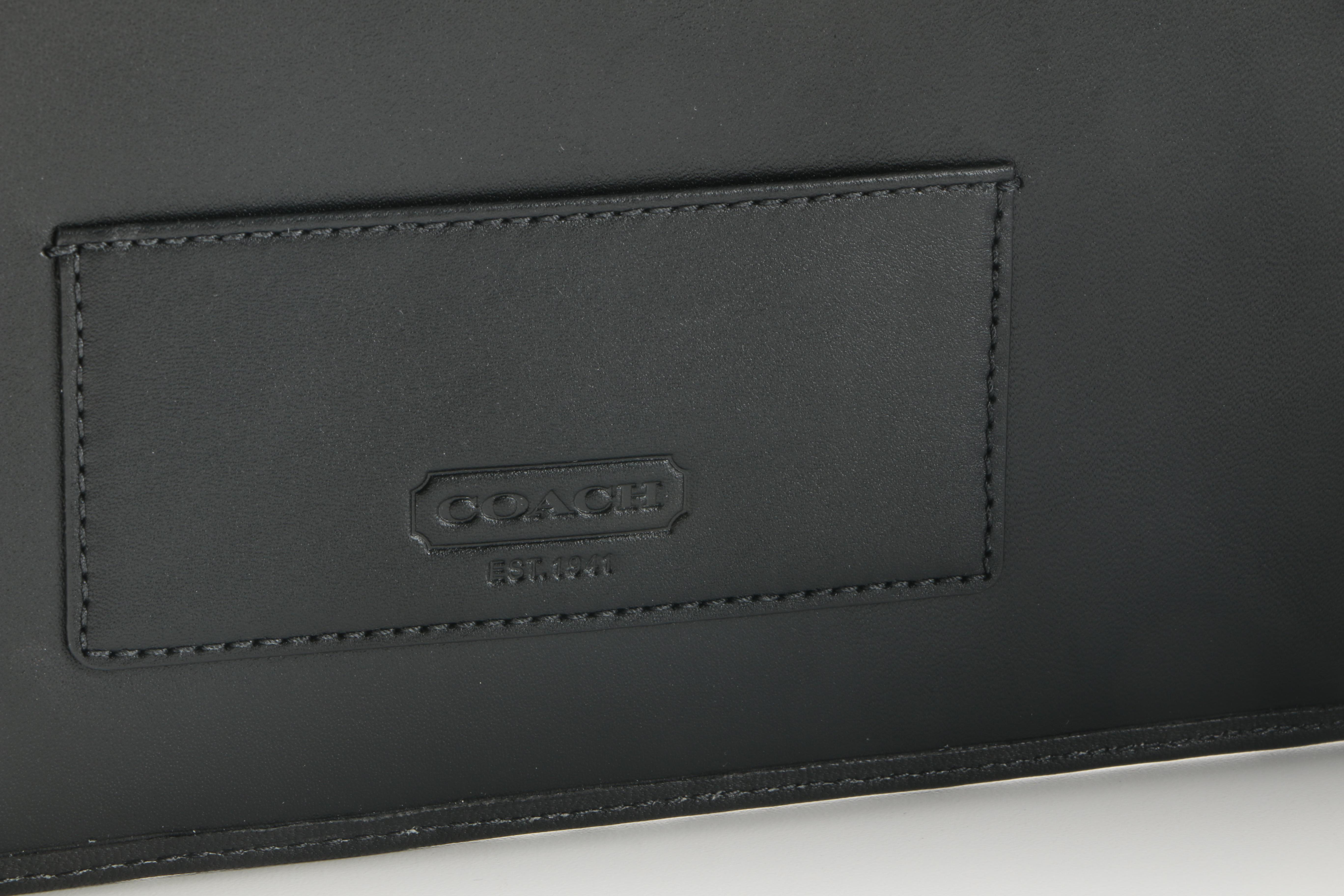 Coach Black Signature Logo Laptop Sleeve and Portfolio