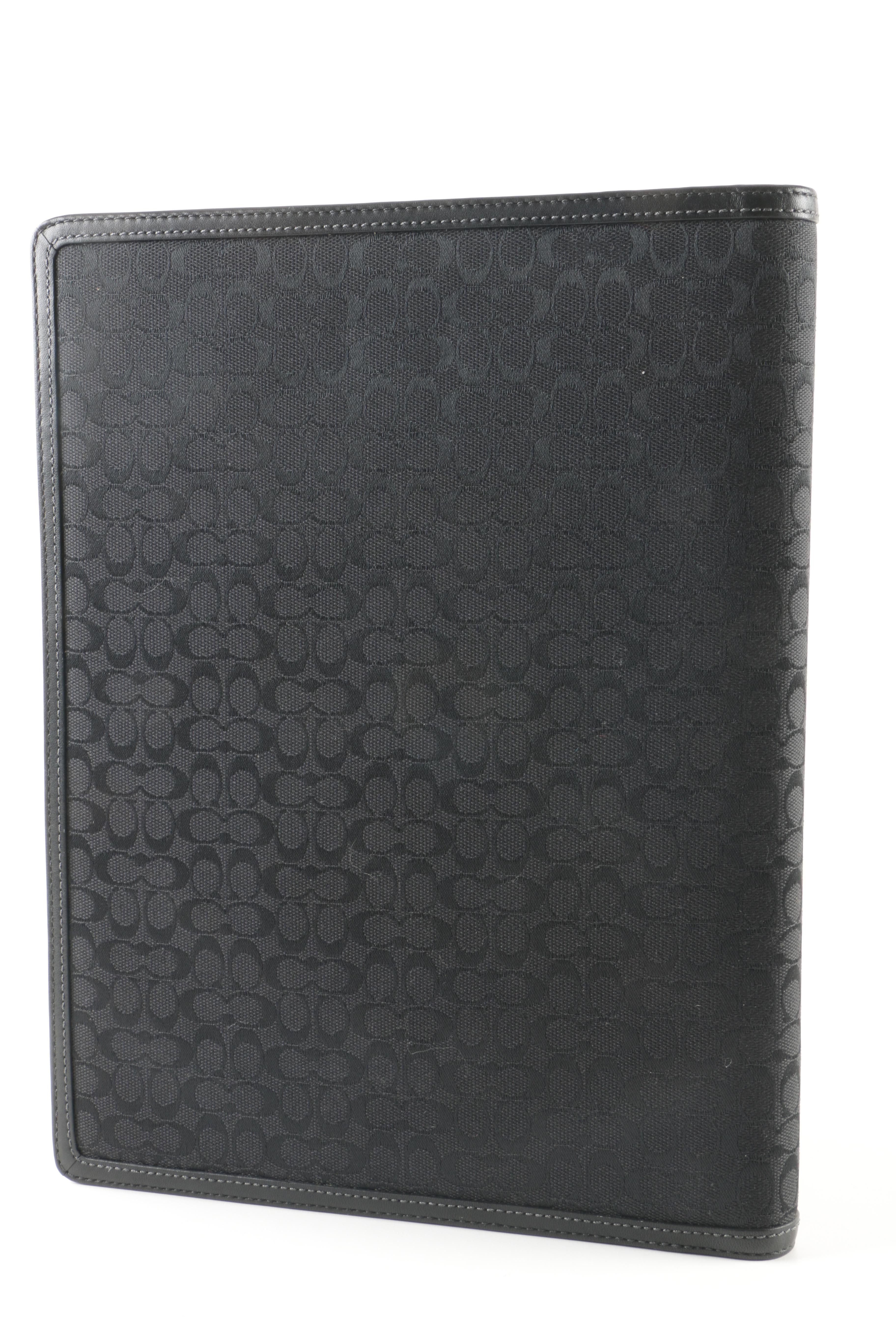 Coach Black Signature Logo Laptop Sleeve and Portfolio