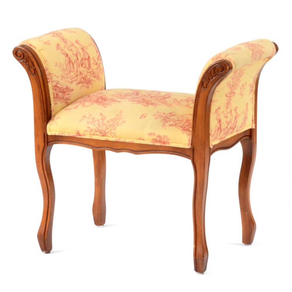 Toile Upholstered Individual Bench Seat