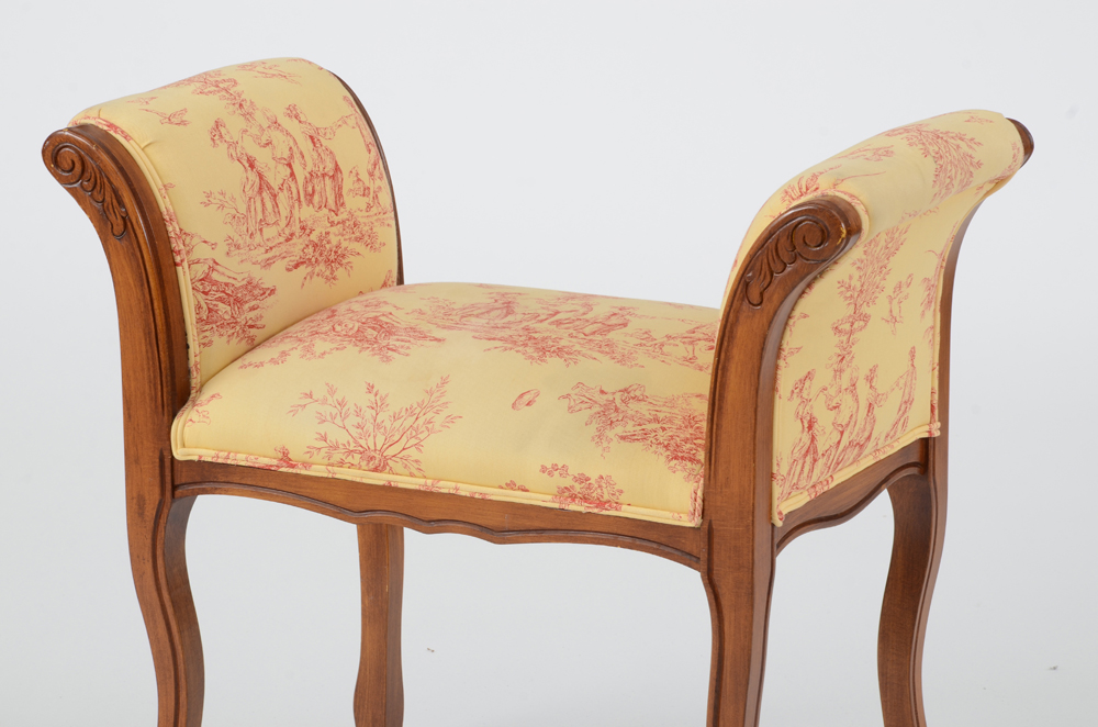 Toile Upholstered Individual Bench Seat