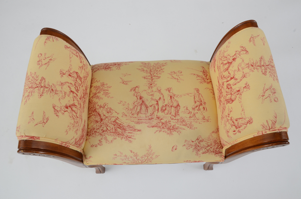 Toile Upholstered Individual Bench Seat