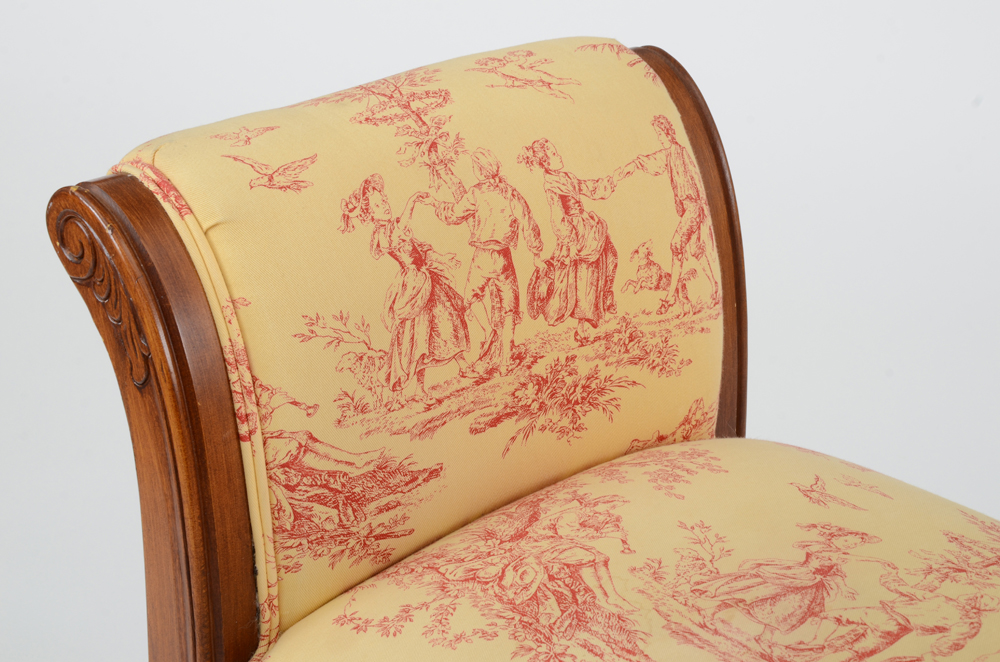 Toile Upholstered Individual Bench Seat