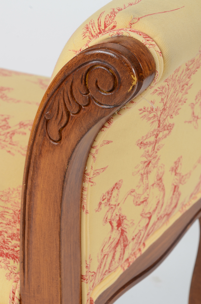 Toile Upholstered Individual Bench Seat