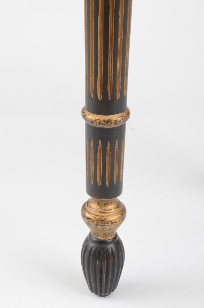 Black Glazed and Gilt Painted Demilune Table