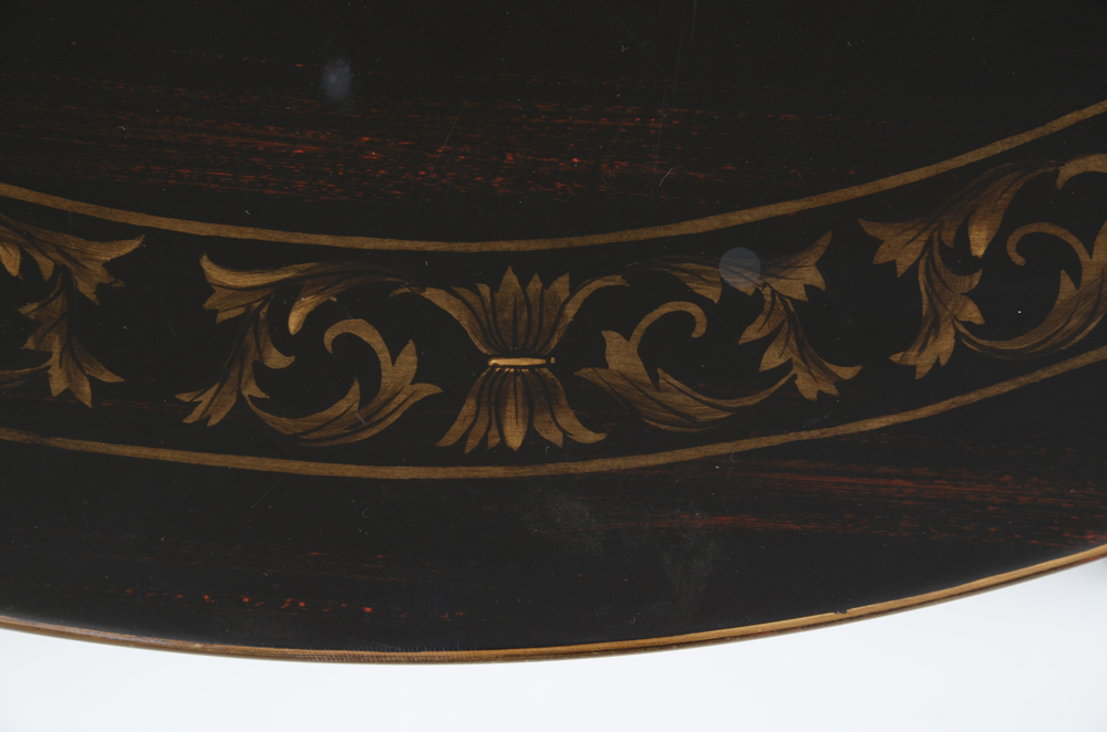 Black Glazed and Gilt Painted Demilune Table