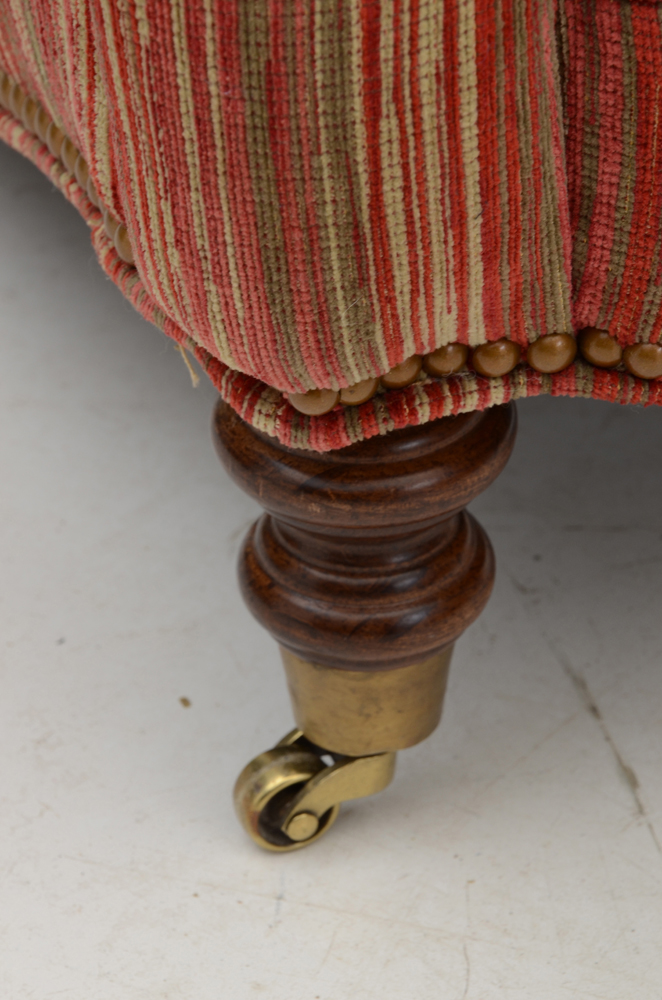 Red Strié Upholstered Lounge Chair and Ottoman